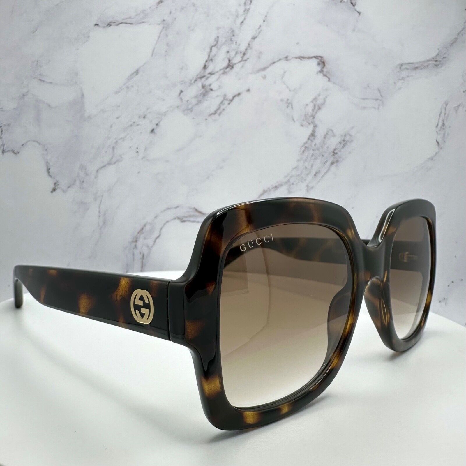 Gucci Gucci Sunglasses Brown Black Tortoise Gold GG Oversized Size ONE SIZE - 15 Thumbnail