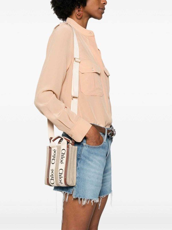 Chloe o1loc1c10226 Size: OS /Mini Woody Northsouth Bag White/Brown Size ONE SIZE - 5 Thumbnail
