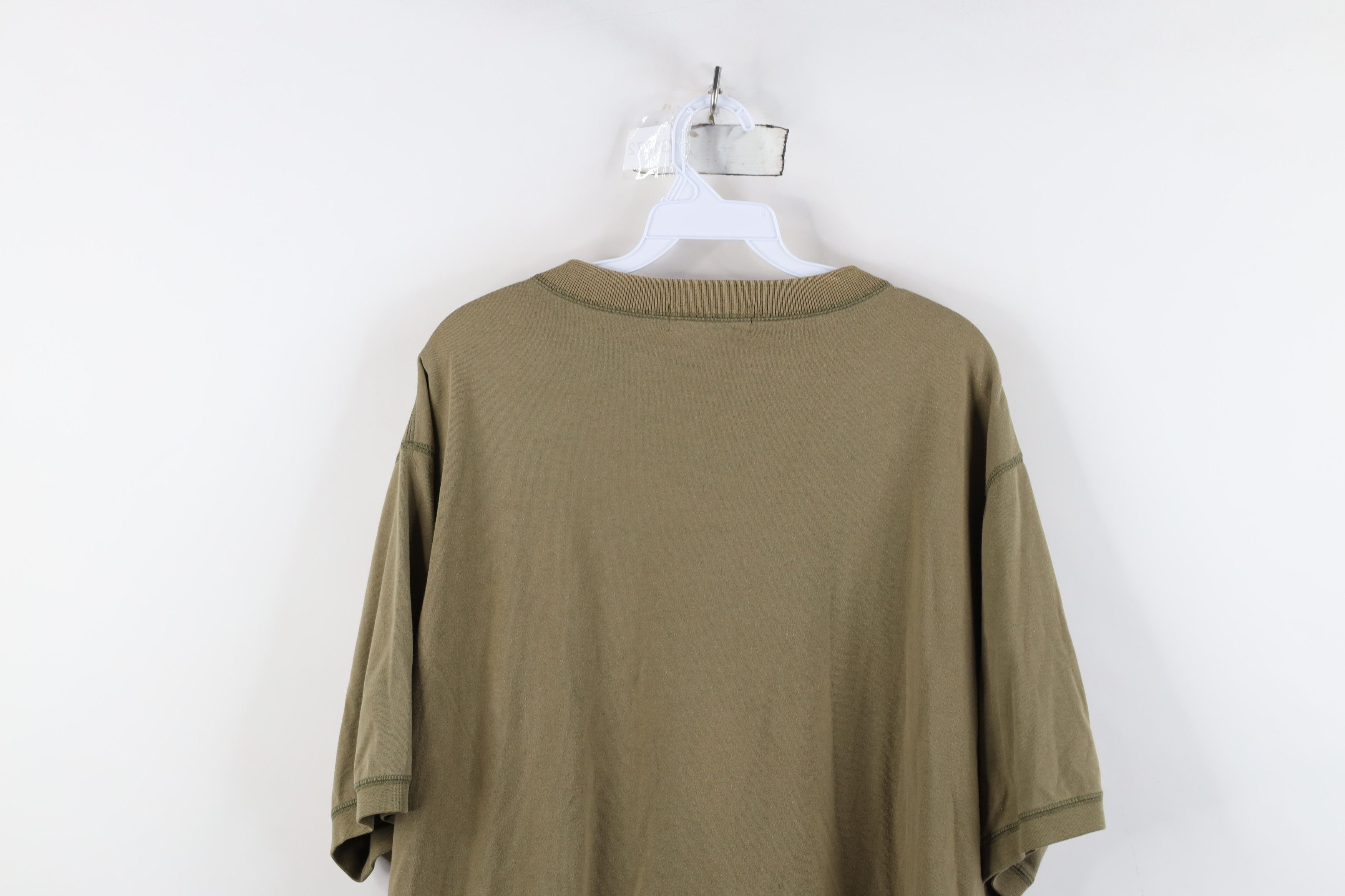 Vintage Vintage 90s Streetwear Blank Ringer Henley T-Shirt Green Size US L / EU 52-54 / 3 - 12 Thumbnail