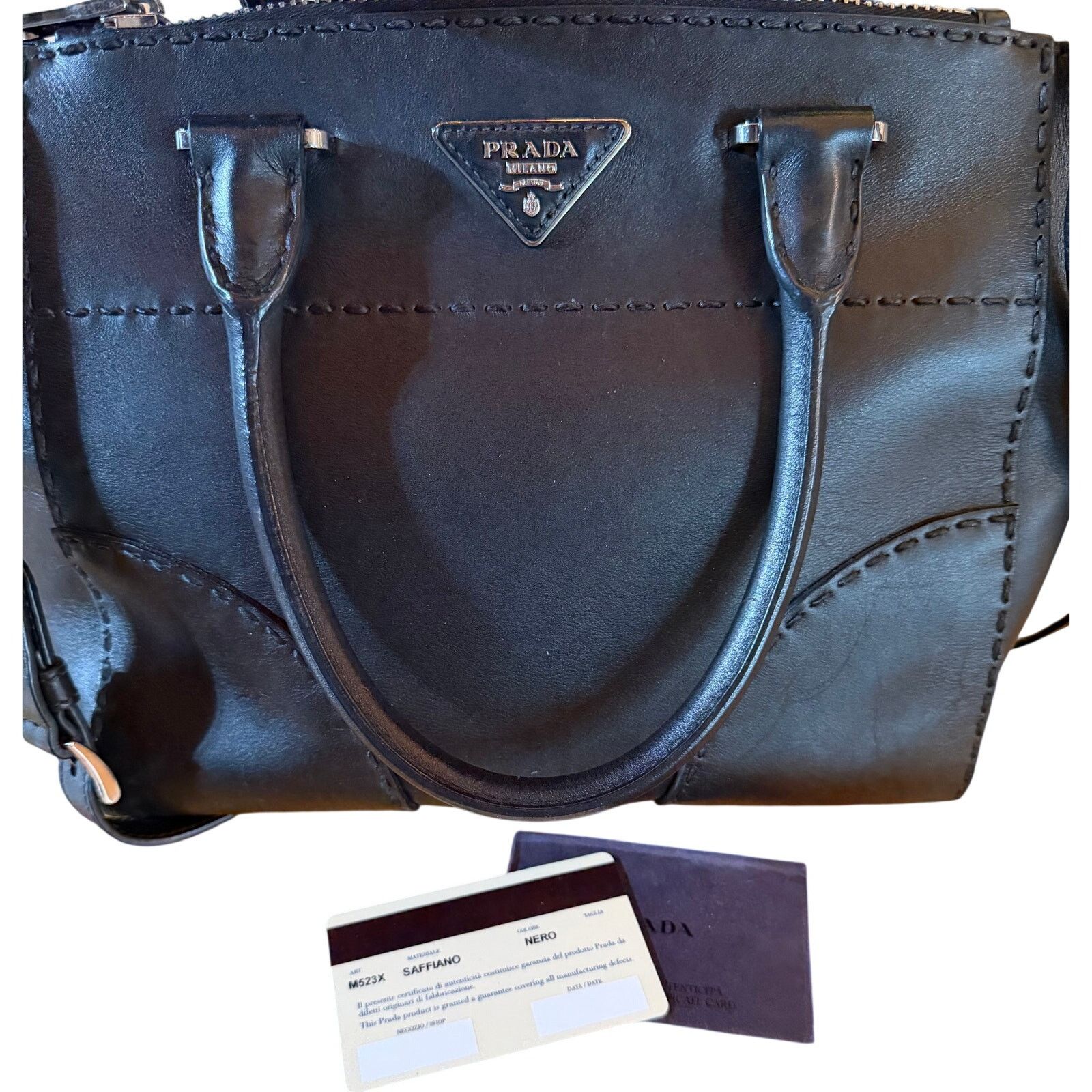 Prada Prada Galleria Medium Satchel Tote Bag Black Double Zip Size ONE SIZE - 7 Thumbnail