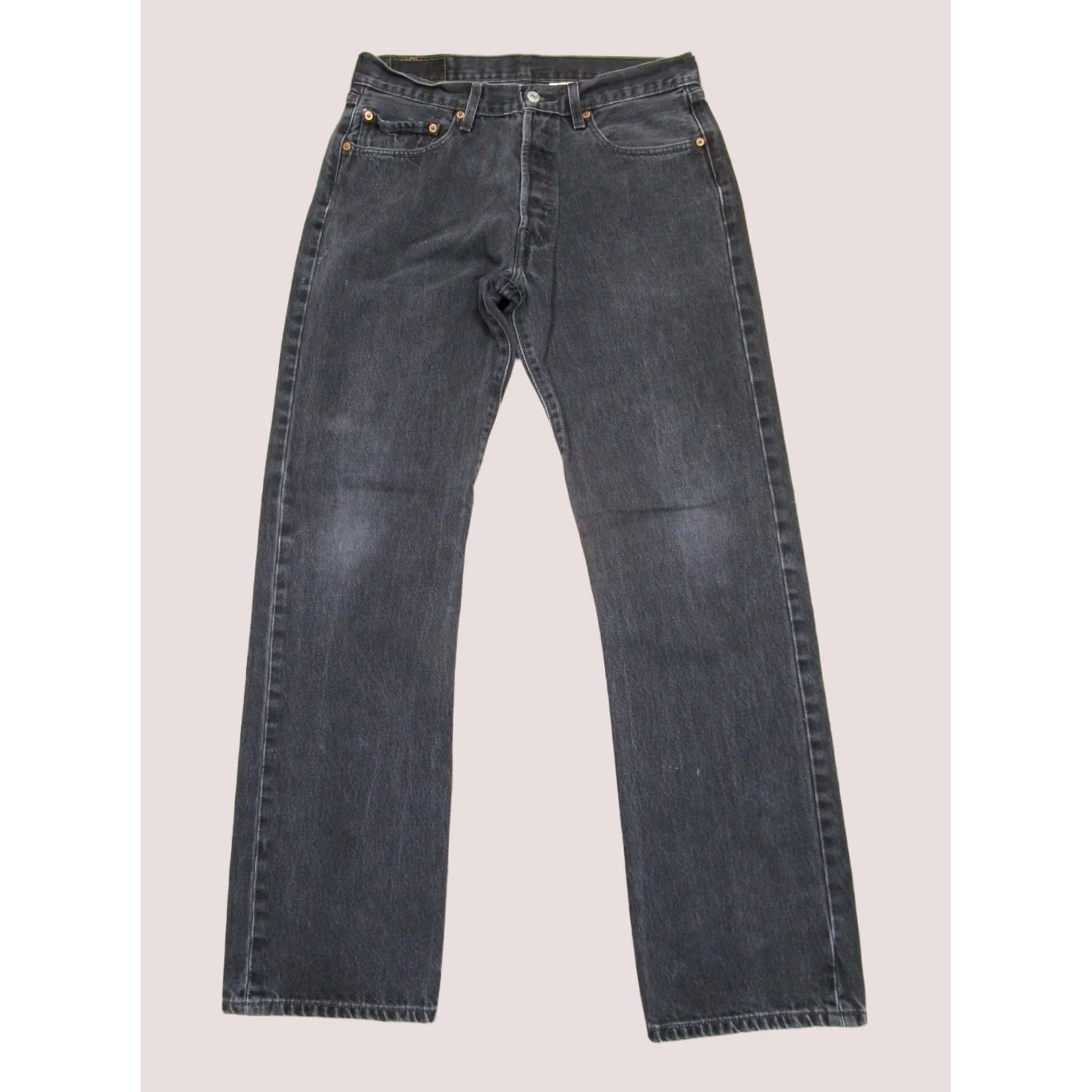 Levi's Levi's 501 Original Fit Jeans Men 33x34 Black Button Fly Distressed Vintage 90s Y2K Rock Logo Finishes Size US 33 - 1 Thumbnail