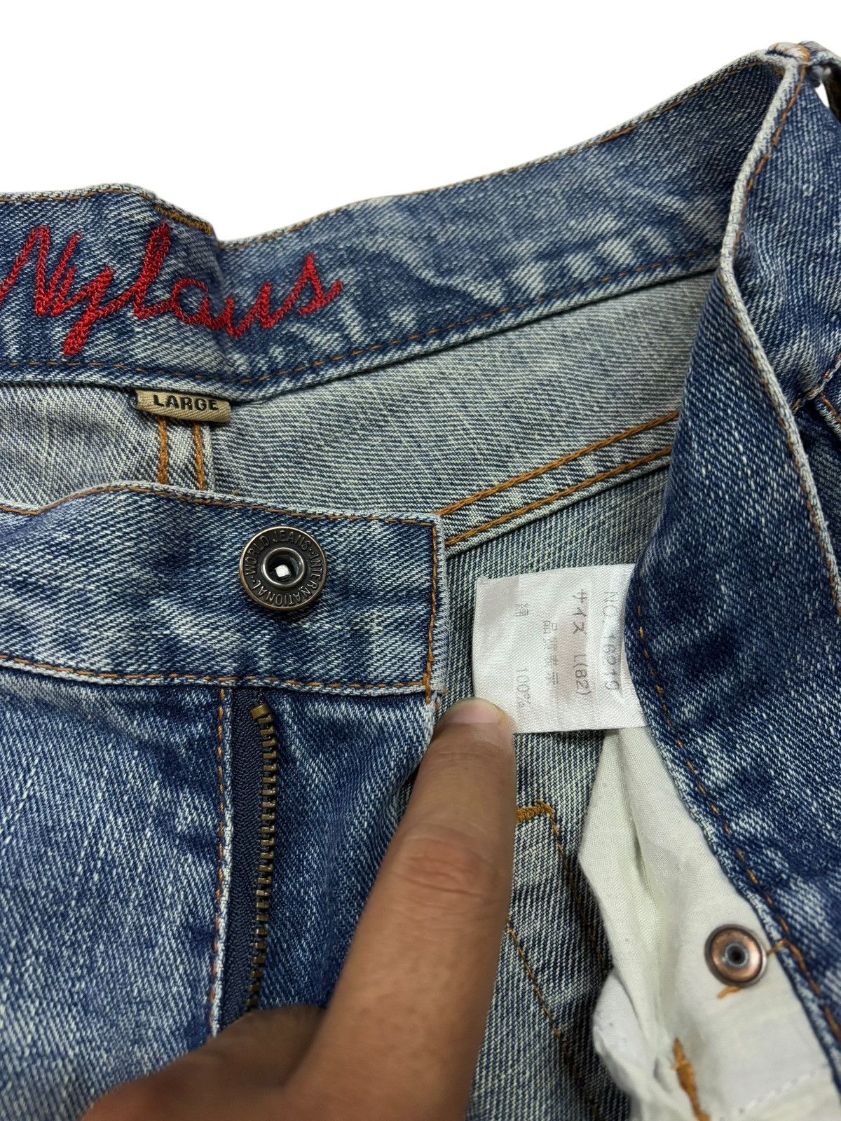 Beauty Beast × Japanese Brand Vtg Nylaus Distressed Paint Splash Jeans Size US 32 / EU 48 - 7 Thumbnail
