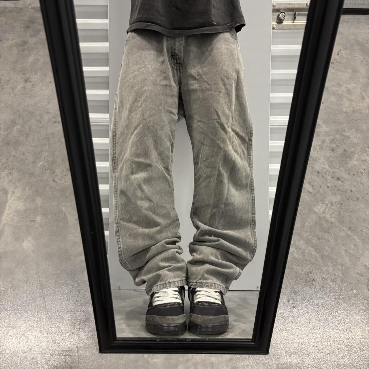Japanese Brand × Vintage Crazy Vintage Y2K/2000s Grunge Faded Grey Skater Denim Jeans! Size US 33 - 1 Thumbnail