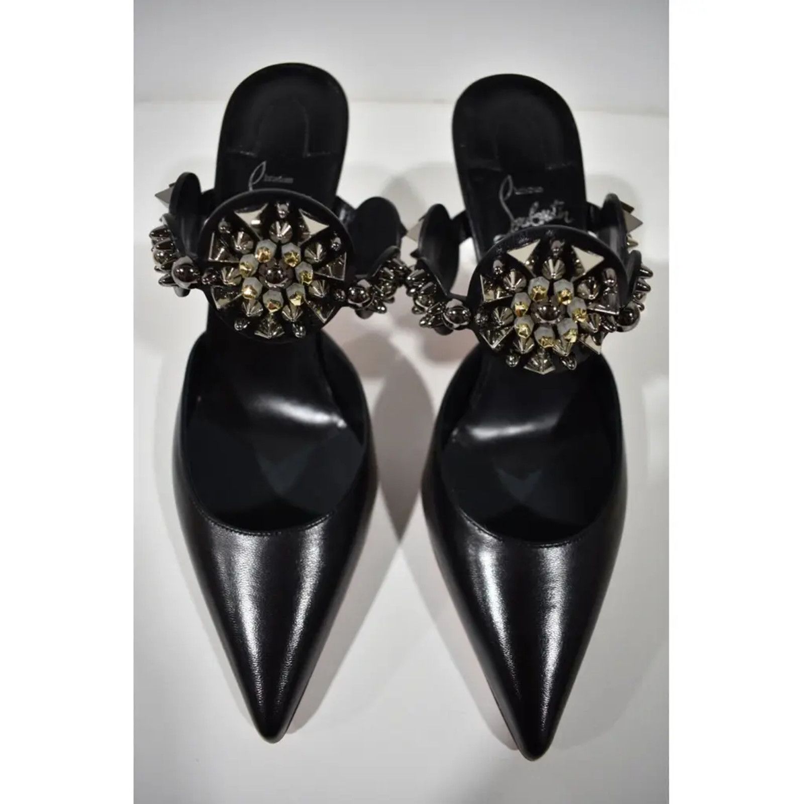 Christian Louboutin Miss Goldora 85 Black Backless Sandal Mule Heel Pump 38 Size US 8 / IT 38 - 7 Thumbnail