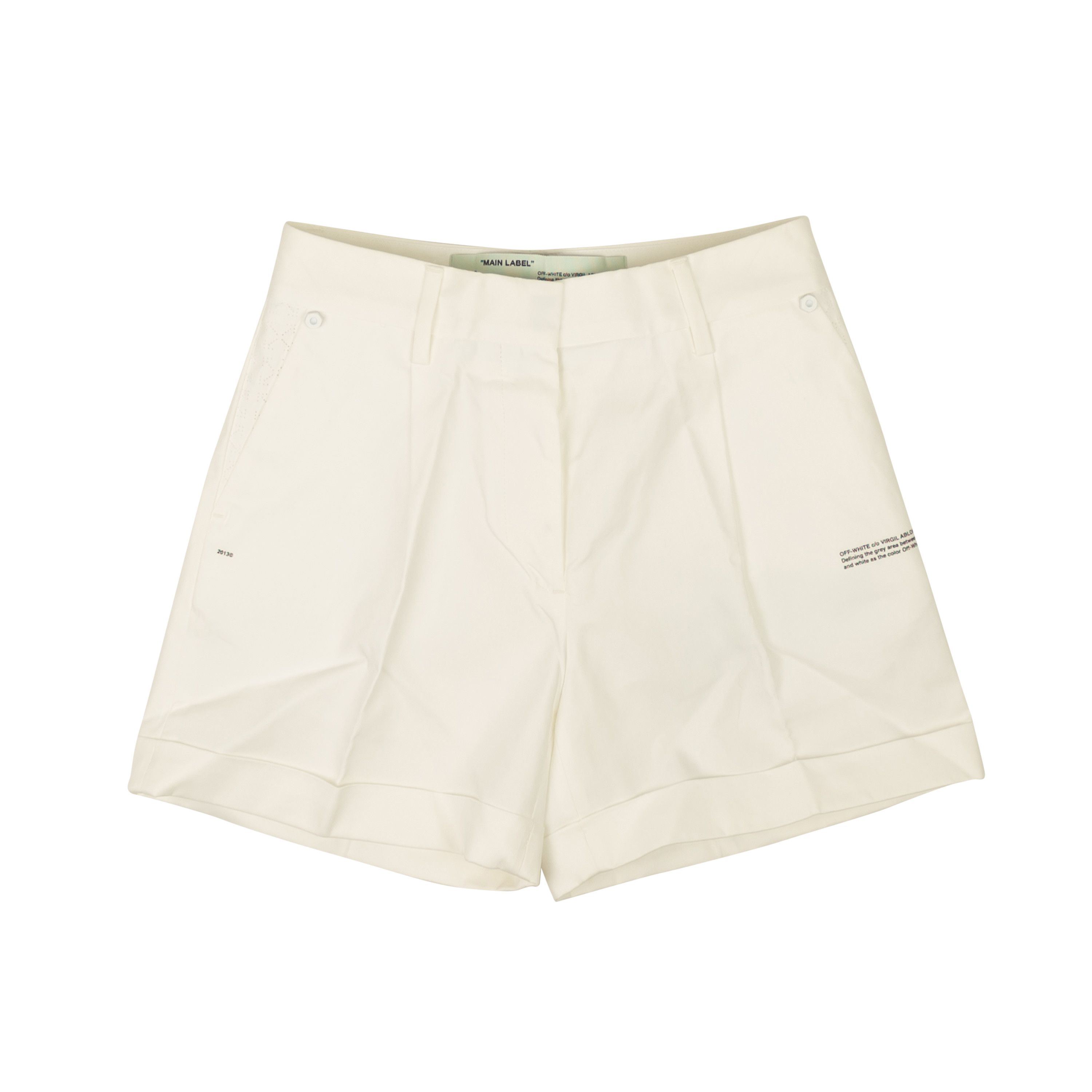 image of Off White C/o Virgil Abloh White Cotton Logo Formal Shorts Size 2/38, Women's