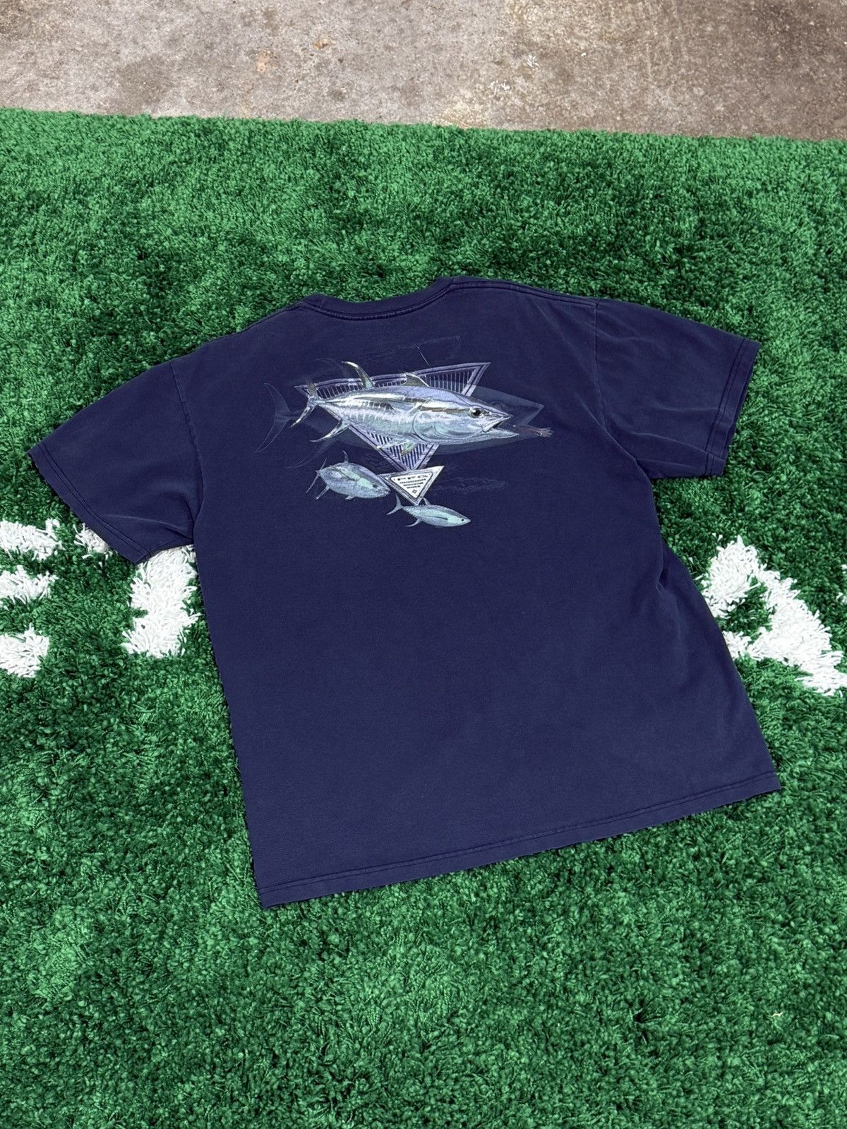 Columbia Columbia PFG Vintage Navy Fish Tee Navy Large L Aqua Size US L / EU 52-54 / 3 - 1 Thumbnail