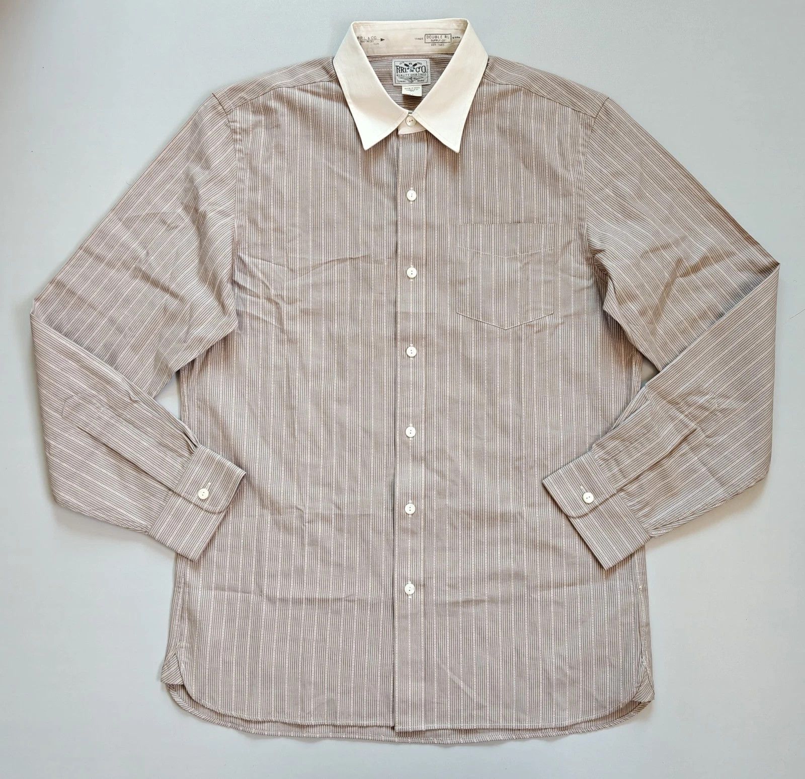 RRL Ralph Lauren Double RL Slim Fit Striped Dobby Shirt T 9101 Size US M / EU 48-50 / 2 - 2 Thumbnail
