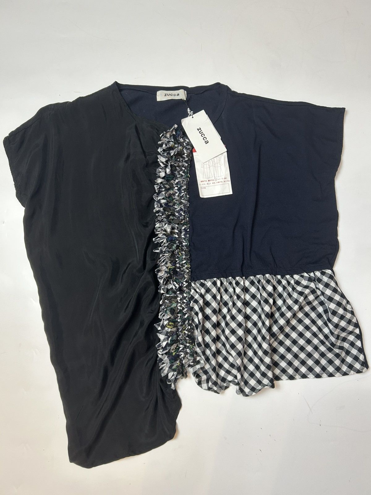 Designer × Issey Miyake × Zucca ZUCCA PATCHWORK RUCHED DRAPED BLOUSE Size M / US 6-8 / IT 42-44 - 1 Thumbnail