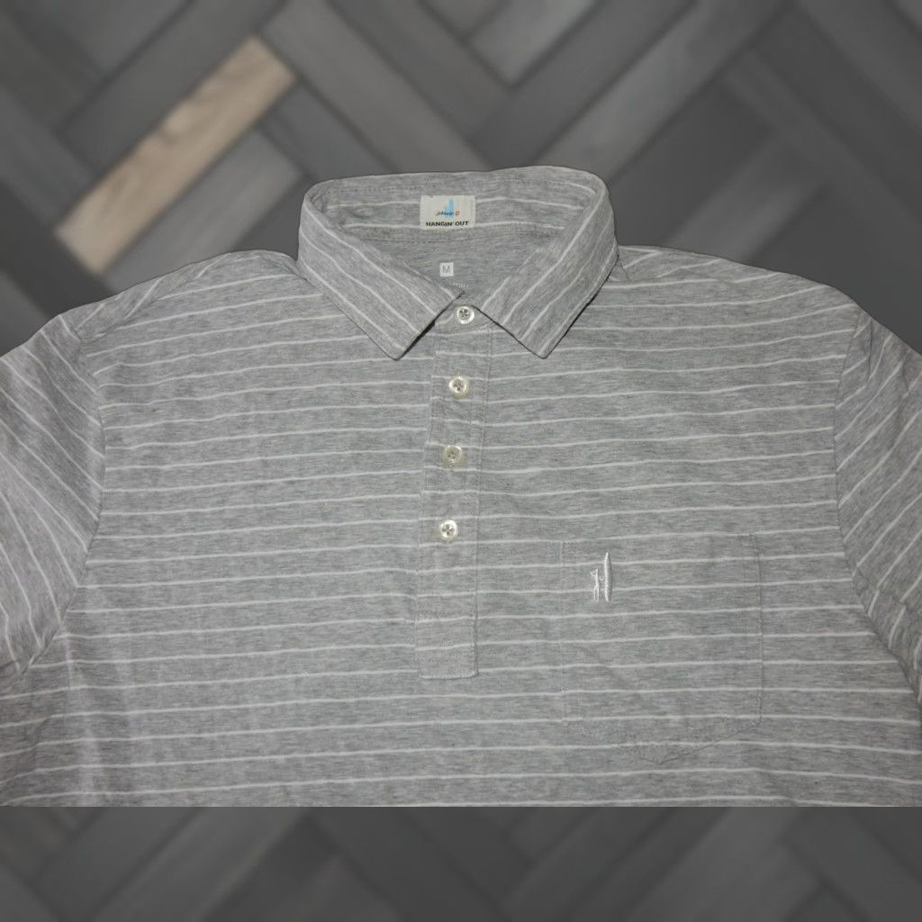 johnnie-O johnnie-O Polo Shirt Men M Short Sleeve Striped Gray Cotton Shirt Size US M / EU 48-50 / 2 - 1 Thumbnail