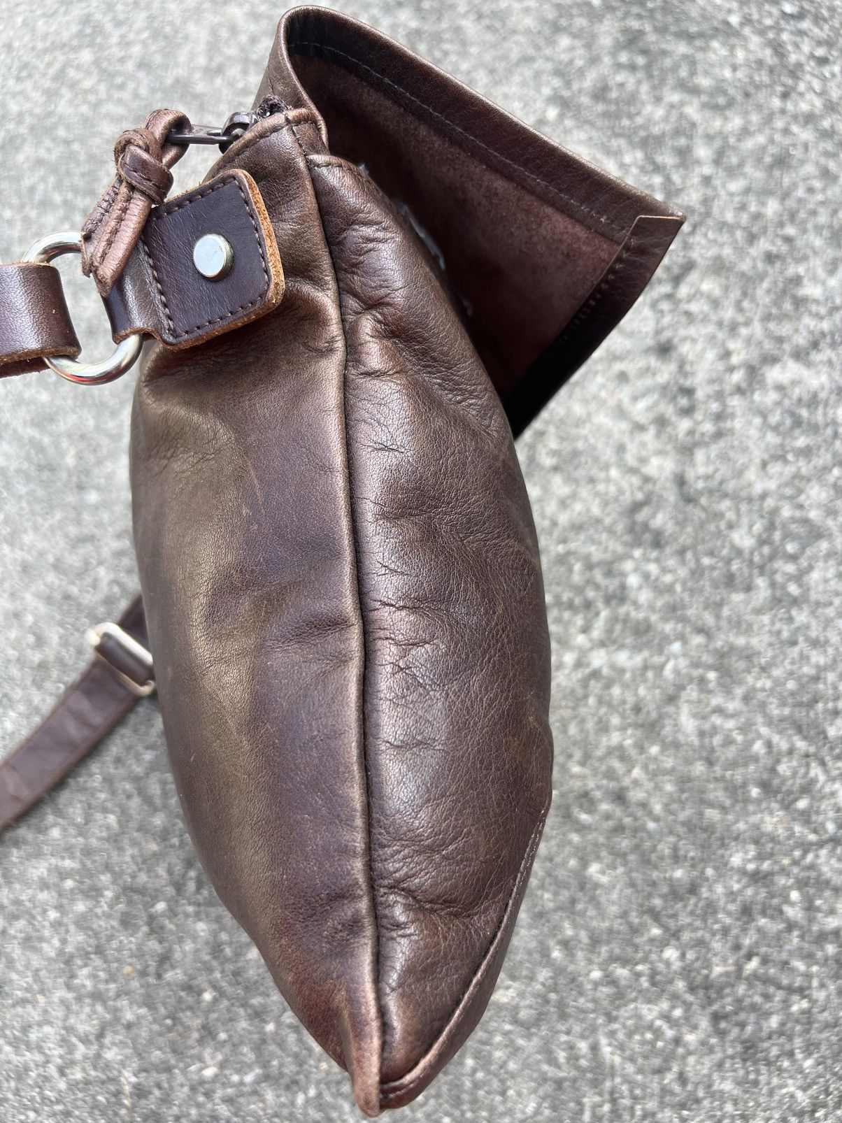 Leather Vintage Indeed Japan Pewter Patina Leather Sling Bag Size ONE SIZE - 15 Thumbnail