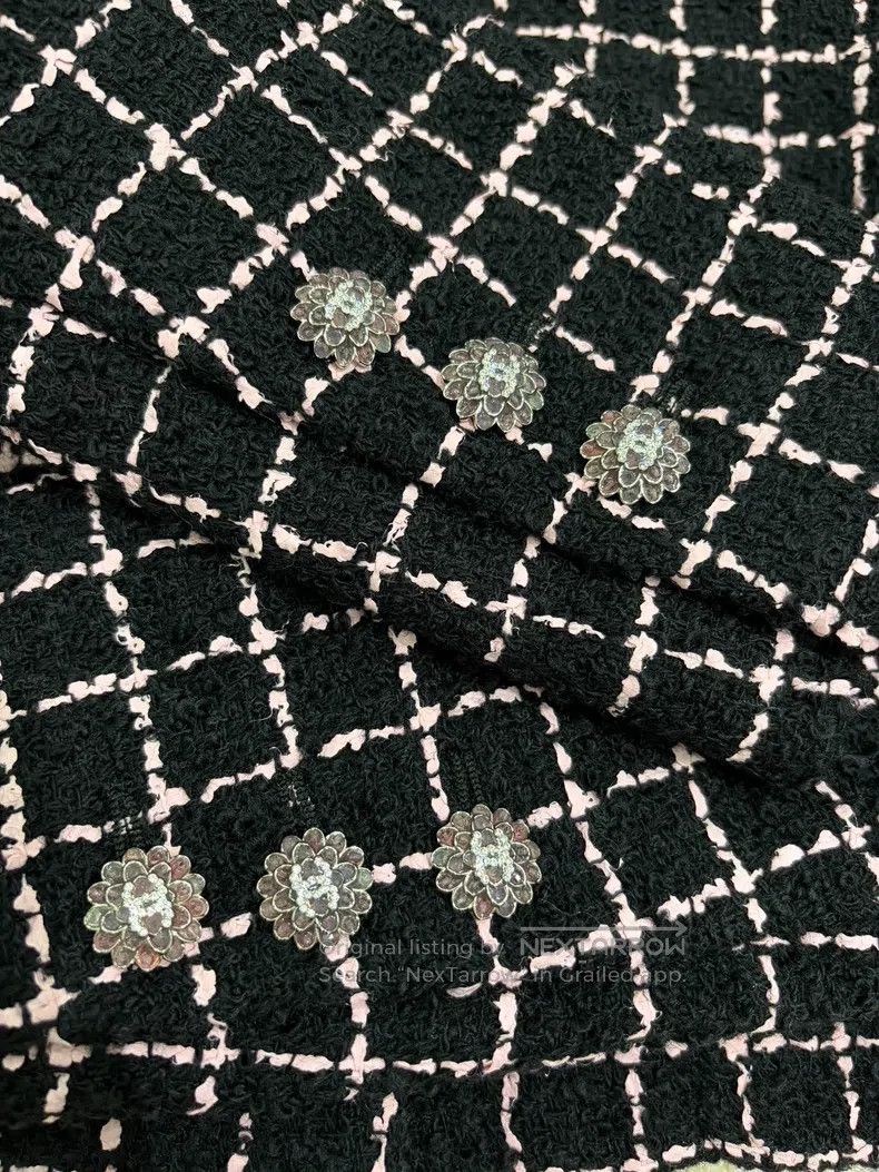 Chanel Chanel Black and pink plaid tweed short coat Size S / US 4 / IT 40 - 4 Thumbnail