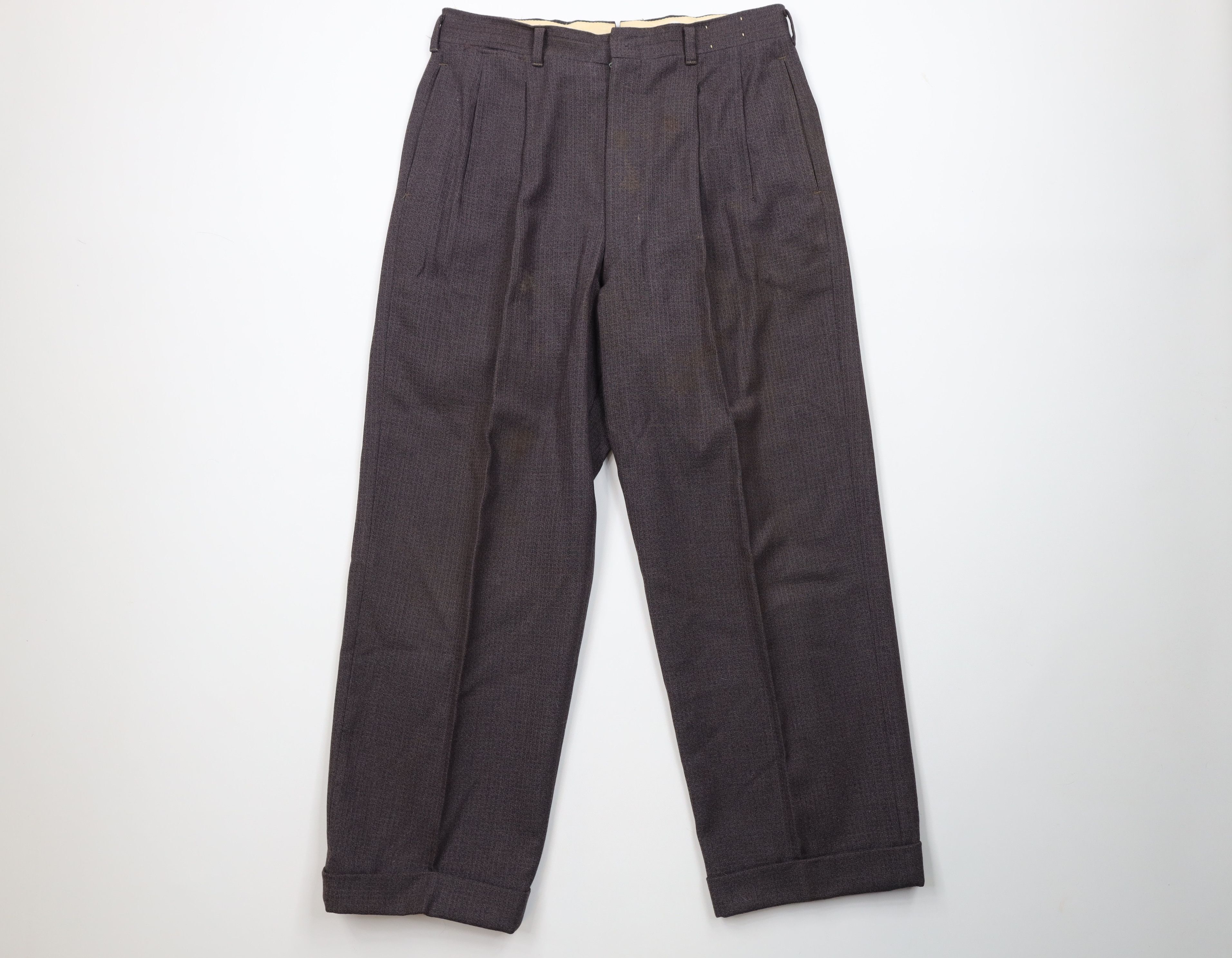 Vintage Vintage 50s 60s Streetwear Wool Knit Wide Leg Chino Pants Size US 30 / EU 46 - 1 Thumbnail