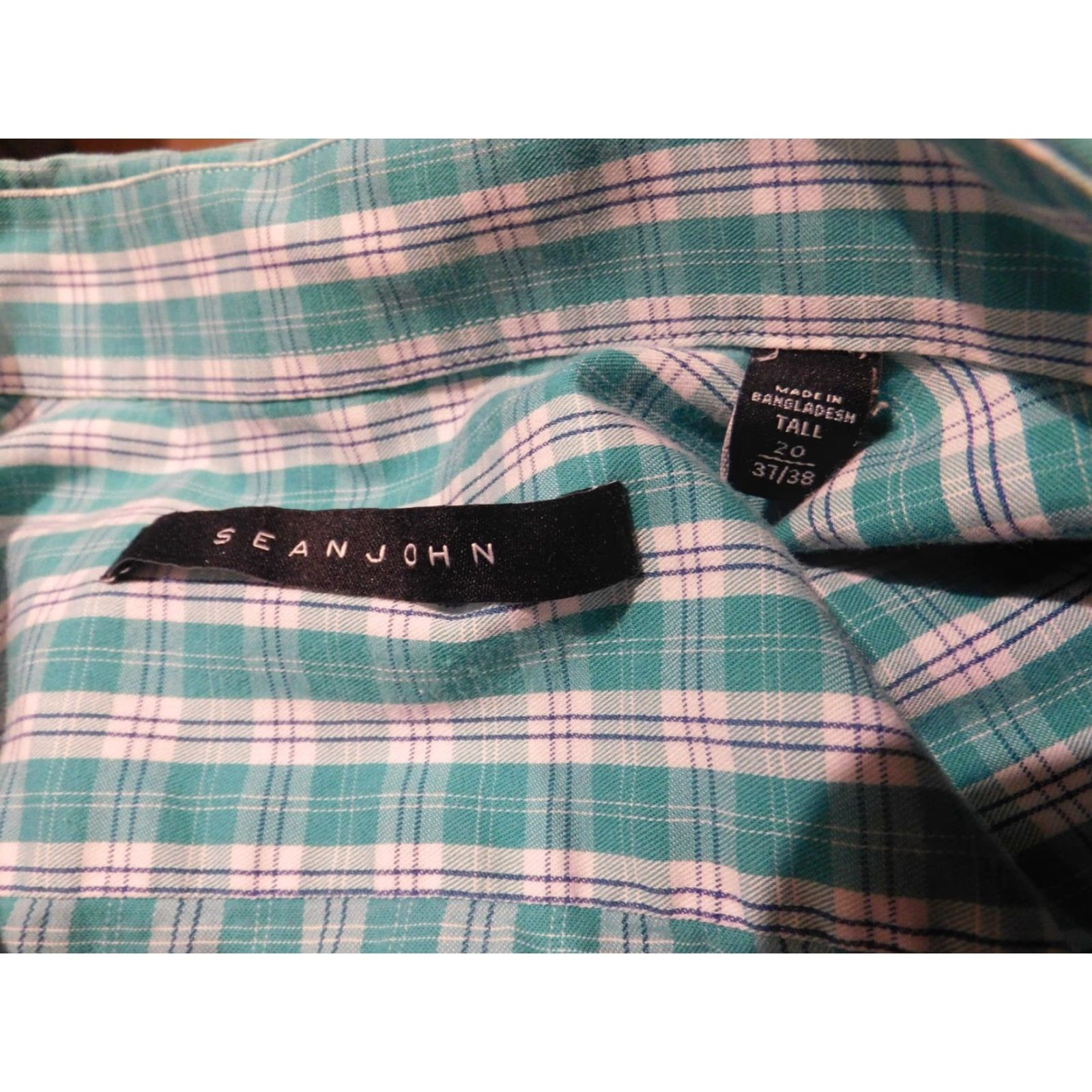 Sean John Sean John Mens Shirt 20 Tall Green Plaid Button-Down Collar Shirt Mens Size US XXL / EU 58 / 5 - 7 Thumbnail