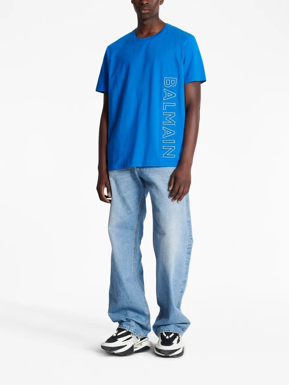 Balmain o1y0426 Logo Crewneck T-Shirt in Bright Blue Size US S / EU 44-46 / 1 - 2 Thumbnail