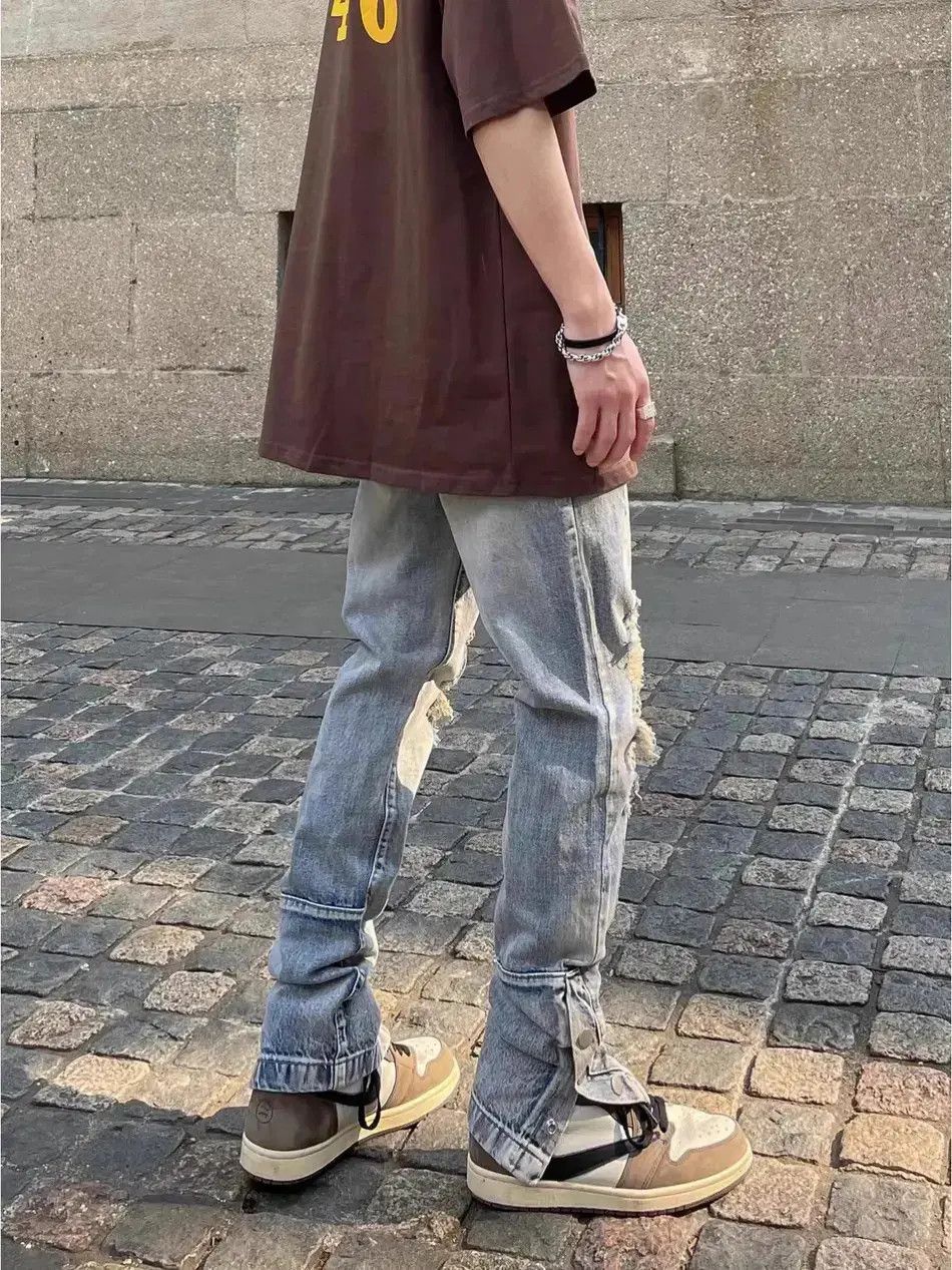 Japanese Brand Hip hop straight leg washed distressed jeans Size US 32 / EU 48 - 2 Thumbnail