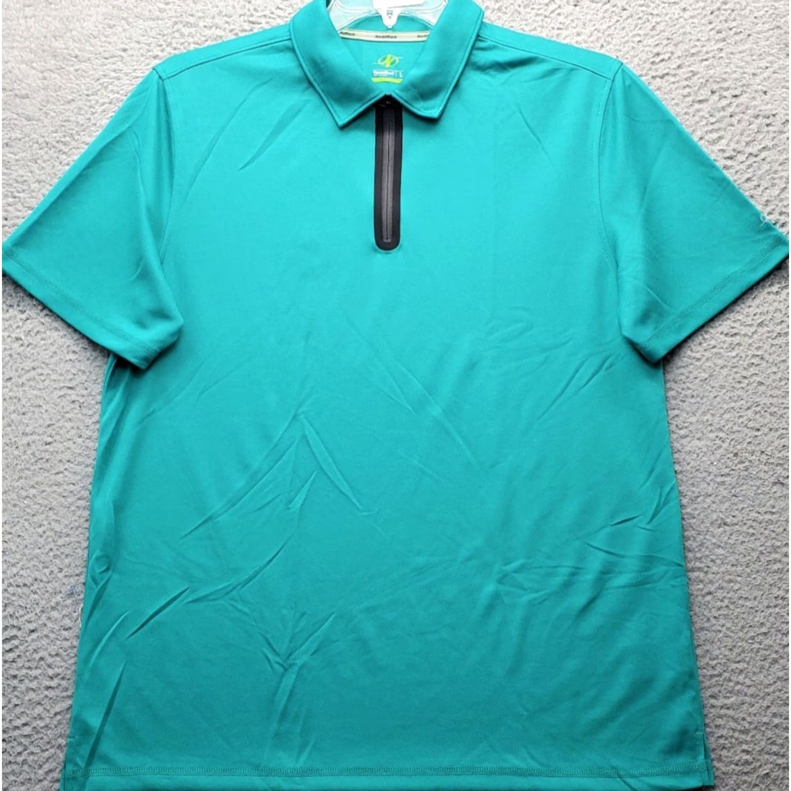 Vintage NordicTrack Polo Shirt Mens L Green Collared Short Sleeve With Zip Performance Stretch Polo Size US L / EU 52-54 / 3 - 2 Thumbnail