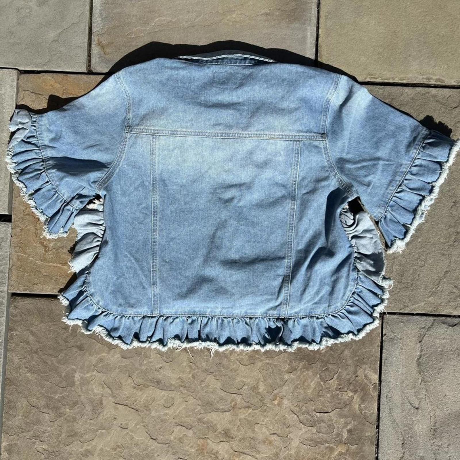 Other NWT Stonewashed Denim Ruched Frill Jacket Size S / US 4 / IT 40 - 5 Thumbnail