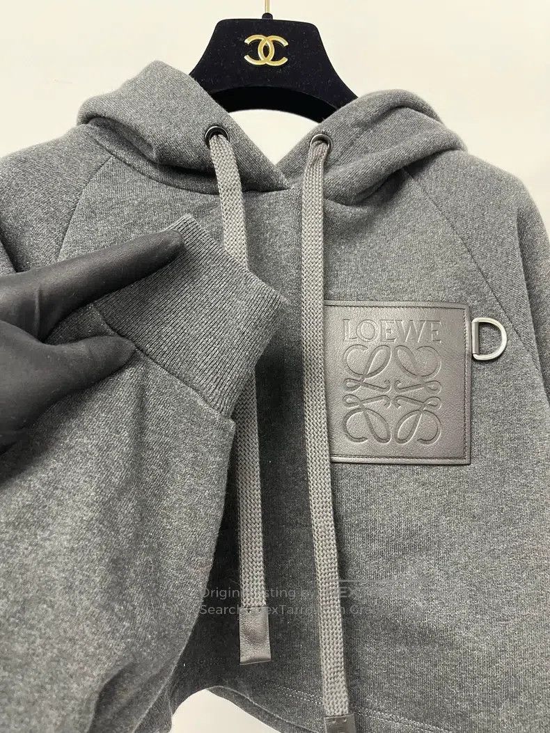 Loewe Loewe Black Leather Patch Logo Hoodie Long Sleeve Top Size S / US 4 / IT 40 - 3 Thumbnail