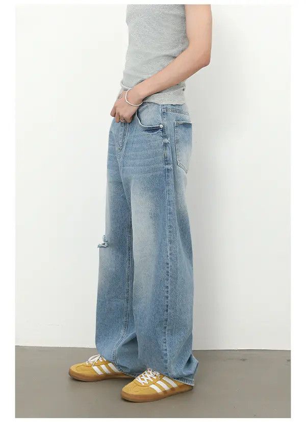 Japanese Brand VIBE American retro men's washed loose ripped scimitar jeans Size US 32 / EU 48 - 5 Thumbnail