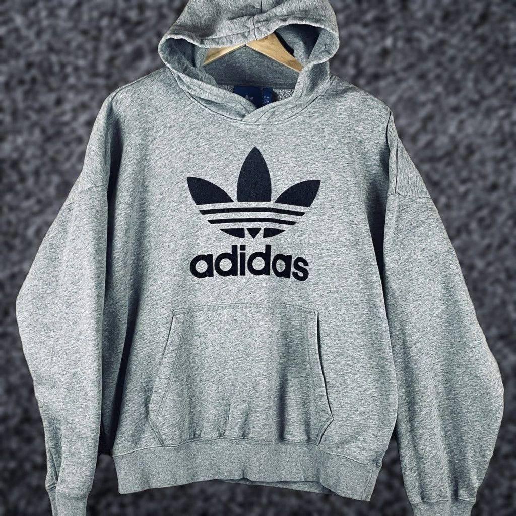 Adidas Adidas Hoodie Mens Large Gray Fleece Pullover Big Logo Athletic Sweatshirt R3 Size US L / EU 52-54 / 3 - 1 Thumbnail