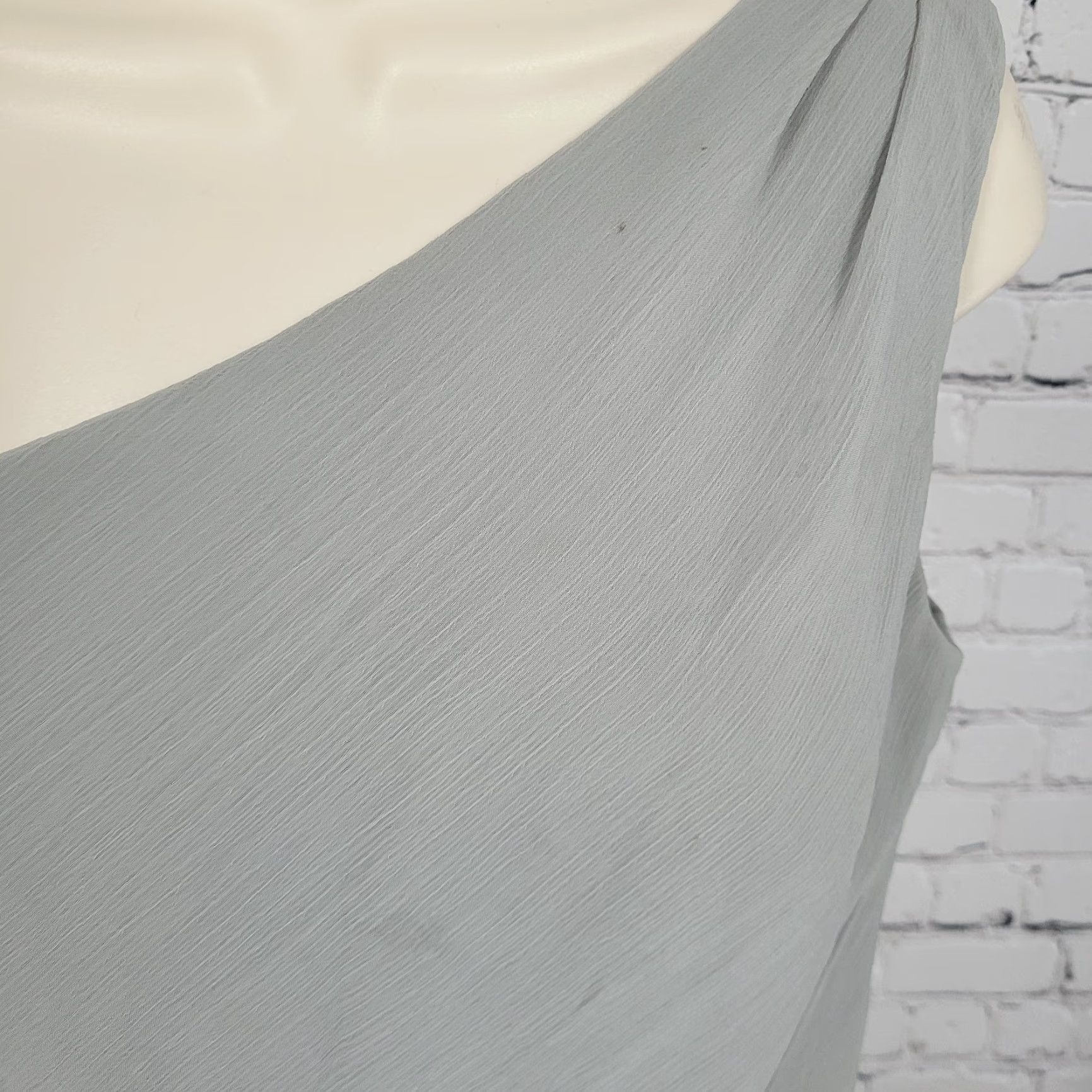 Vintage NWD David's Bridal Mercury Chiffon One Shoulder Pleated Short Lined Dress Size 8 Size 30" / US 8 / IT 44 - 5 Thumbnail