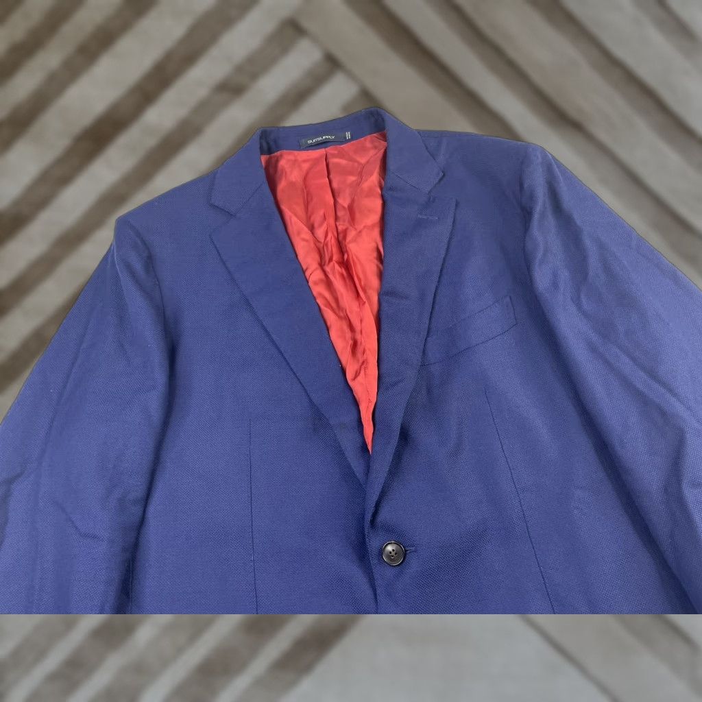 Suitsupply Suitsupply Men Blue Wool Sienna Jacket Blazer Carlo Barbera S130 Single-Breasted 2-Button Notch Lapel Regular 46 EU/US 16/41/2? Wait no. Size 46R - 1 Thumbnail