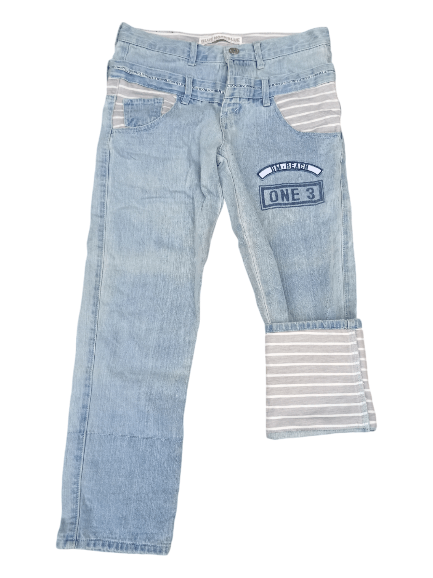 Japanese Brand Blue Moon Blue Big Blowout Patched Japanese Jeans Size US 30 / EU 46 - 5 Thumbnail