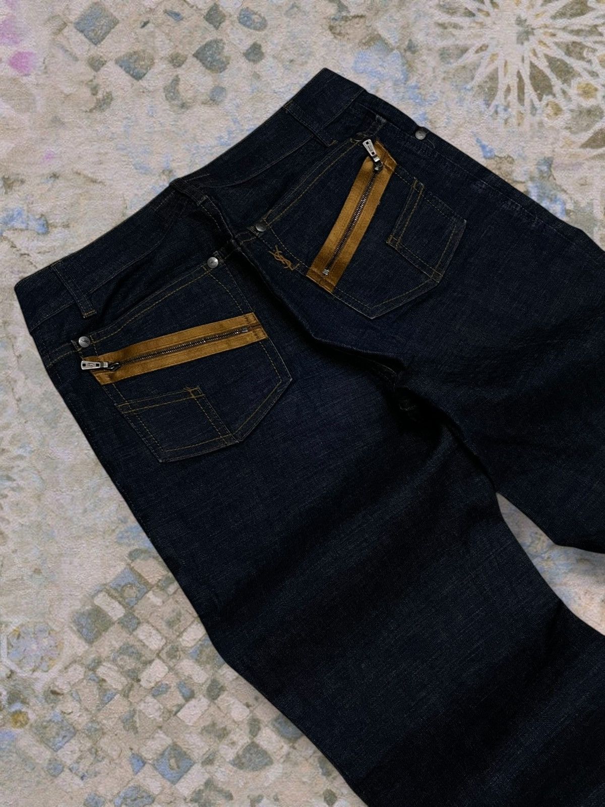 Yves Saint Laurent Vintage Authentic Designer Yves Saint Laurent Flared Denim Size US 27 - 14 Thumbnail