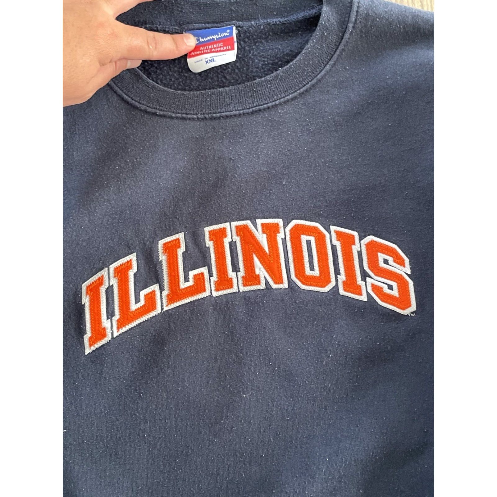Champion Champion Sweatshirt Crew Neck Illinois’s Spell Out Blue Orange XXL Men’s 2XL Orange/Blue Pullover Size US XXL / EU 58 / 5 - 2 Thumbnail
