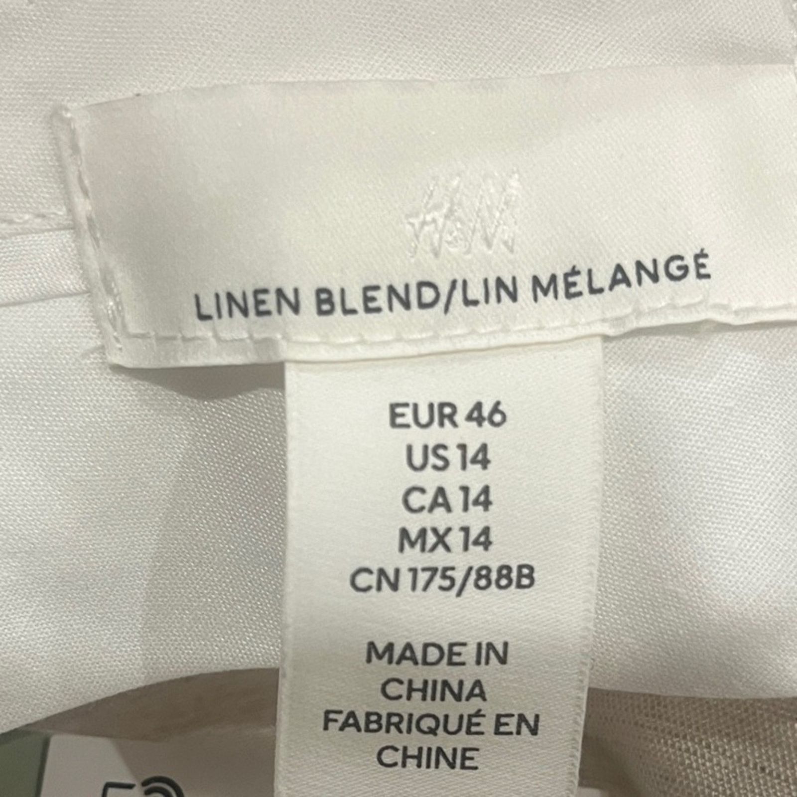 H&M H&M cream colored Linen Blend Wide Leg Trouser pants, sz 14 Size 36" / US 14 / IT 50 - 6 Thumbnail