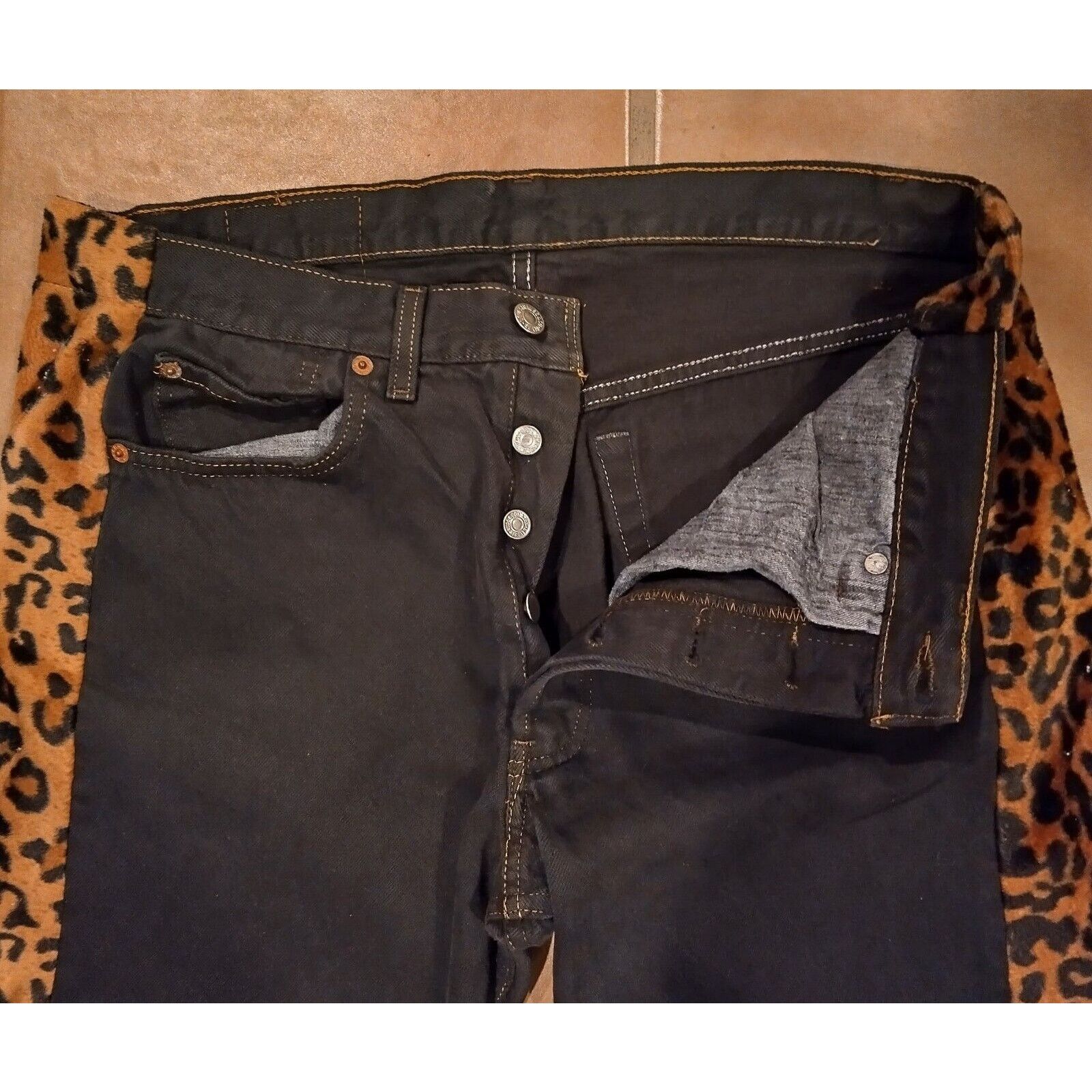 Other Original Custom Stage Wear, Leopard Flare Black Denim sz 33 Size US 33 - 3 Thumbnail