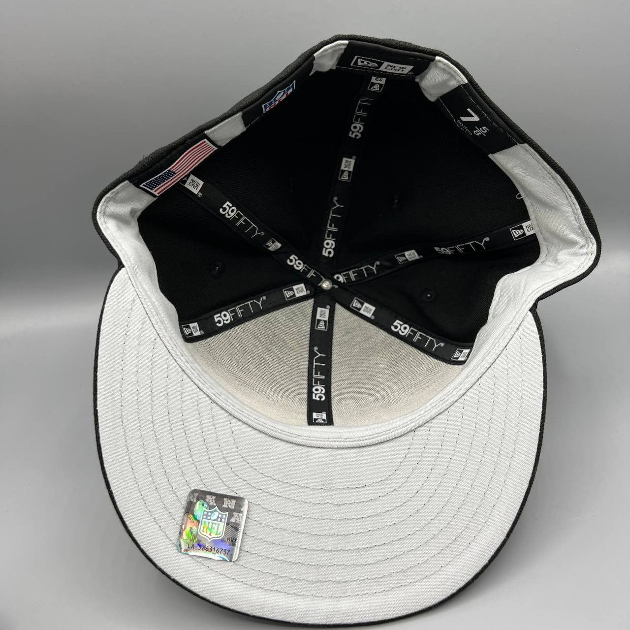 New Era Las Vegas Raiders Hat Men 7 5/8 Black NFL Fitted Cap Size ONE SIZE - 4 Thumbnail