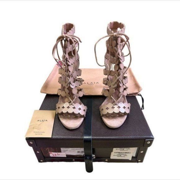 Alaia Alaia Laser Cut Suede Gladiator Heels Size US 7.5 / IT 37.5 - 2 Thumbnail