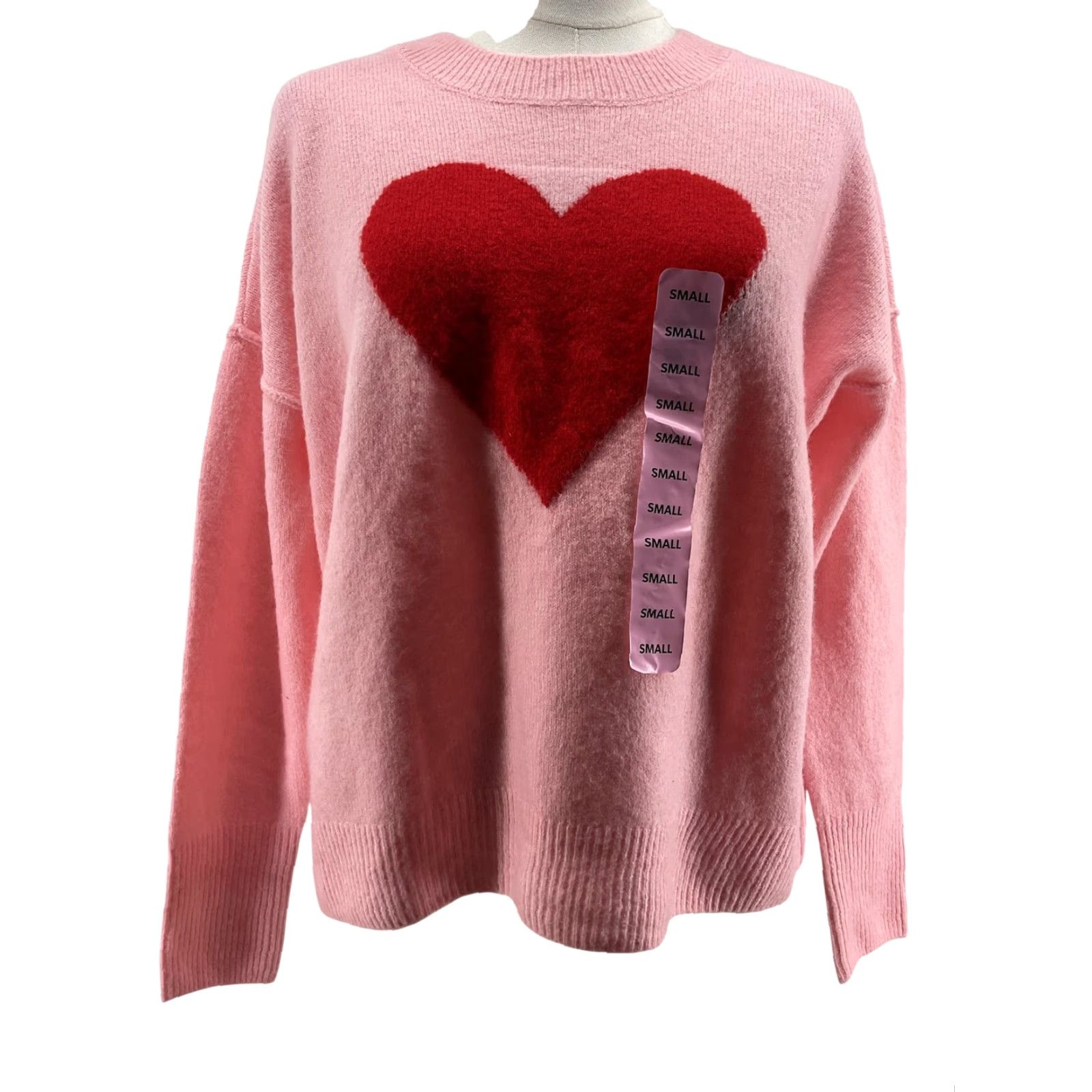 Vince Camuto Vince Camuto Sweater Pullover Womens S Pink Heart Graphic Crew Neck Knit Size S / US 4 / IT 40 - 2 Thumbnail