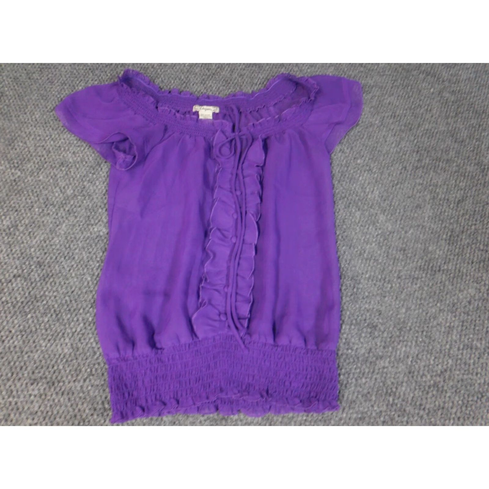 Vintage 6 Degrees Womens Blouse Small purple floral pullover Size S / US 4 / IT 40 - 3 Thumbnail