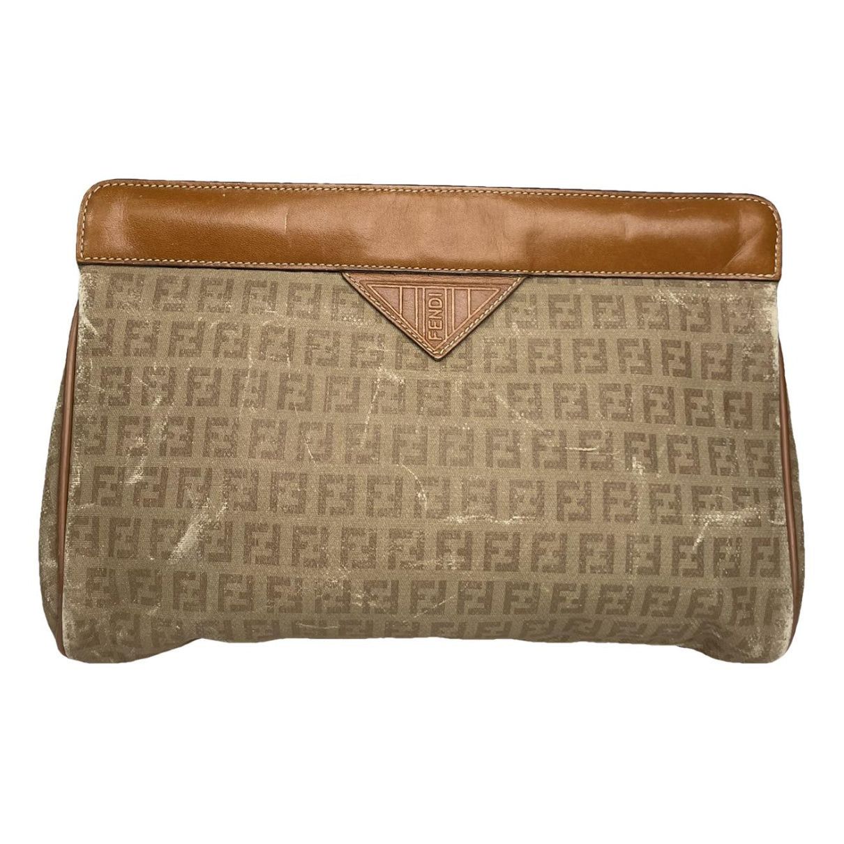 Fendi Baguette Brown Cotton Clutch Bag Size ONE SIZE - 1 Thumbnail