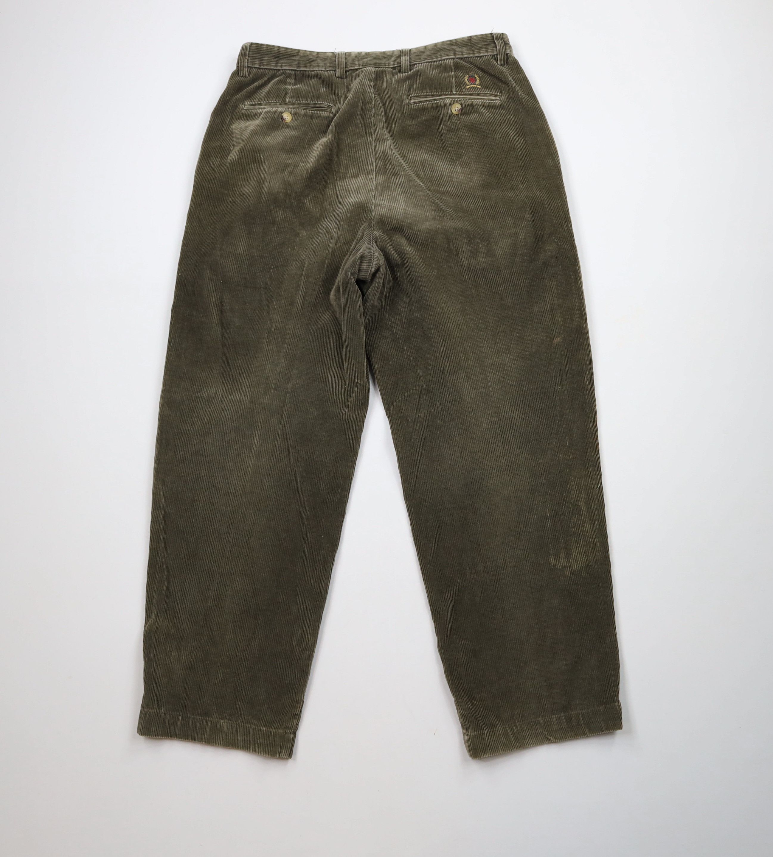 Tommy Hilfiger × Vintage Vintage 90s Tommy Hilfiger Pleated Wide Leg Corduroy Pants Size US 32 / EU 48 - 11 Thumbnail