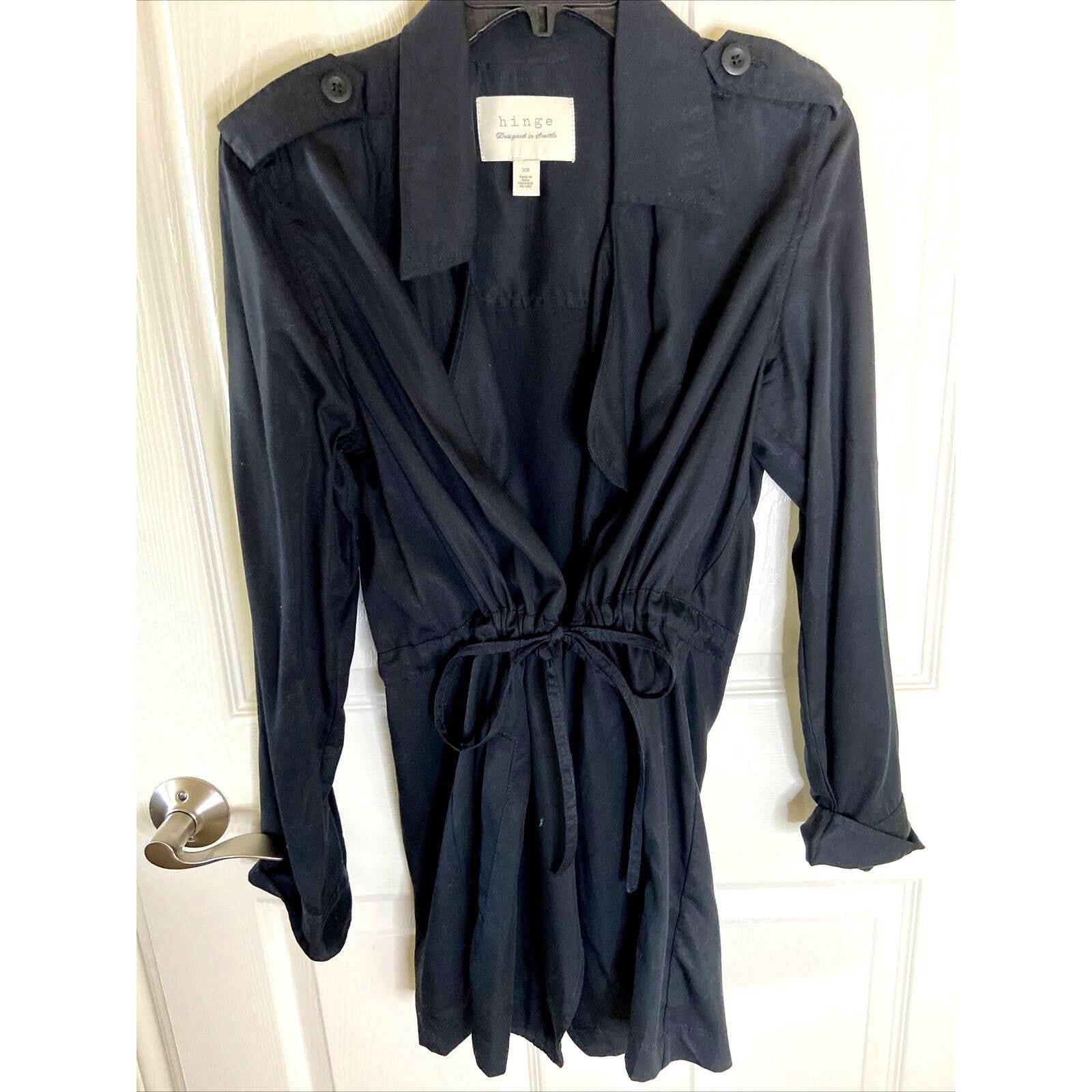Other Hinge Black Long Sleeve Open Front Jacket Waist Tie Size XS Size XS / US 0-2 / IT 36-38 - 2 Thumbnail