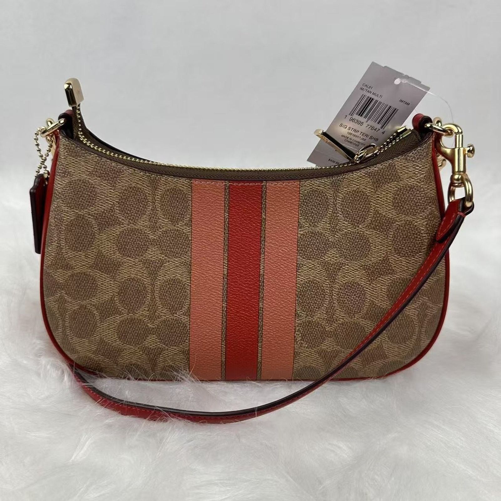 Coach Coach Teri Shoulder Bag In Signature Canvas Stripe In Tan Size ONE SIZE - 2 Thumbnail