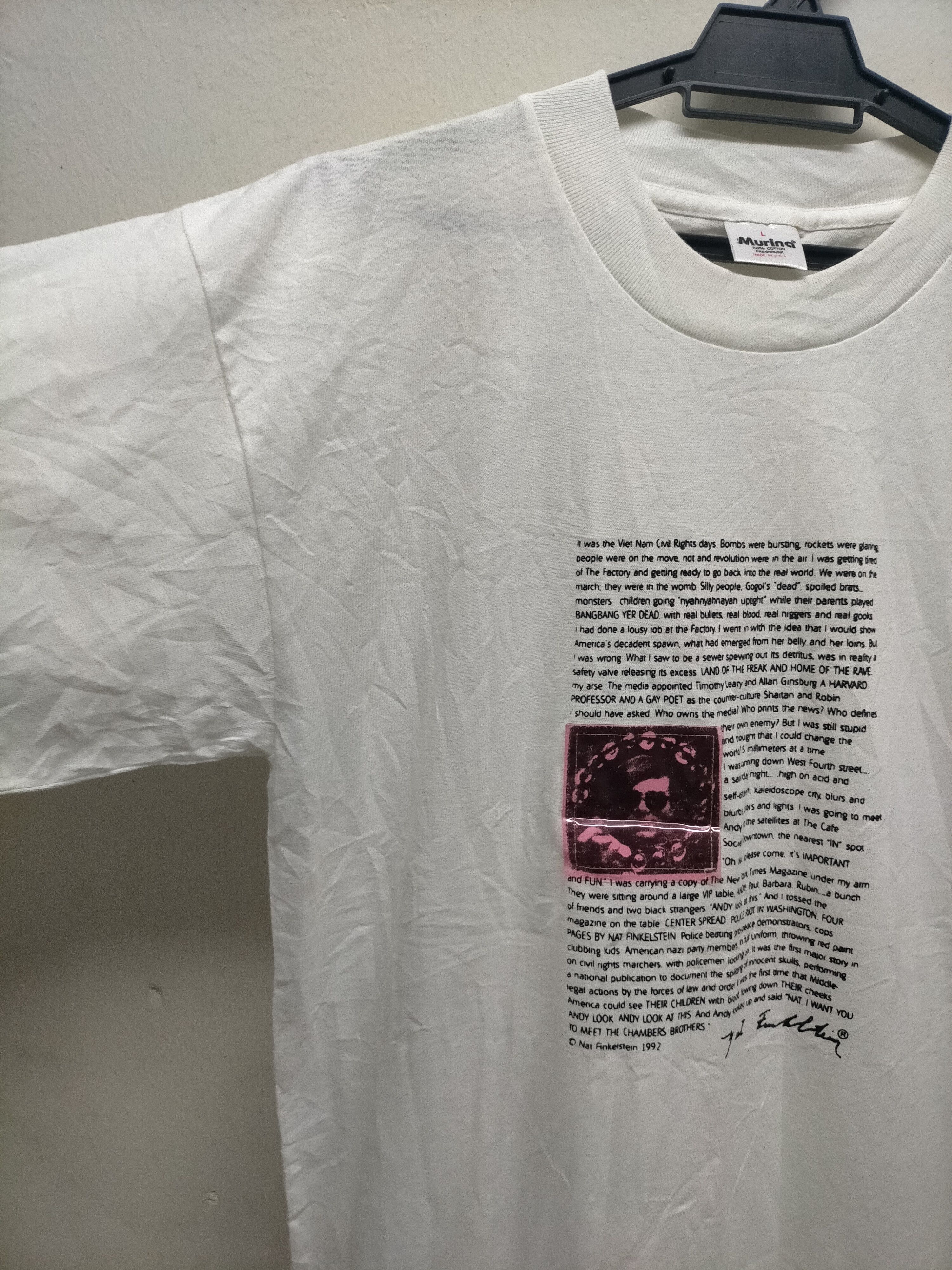 image of Vintage Andy Warhol By Nat Finkelstein 90's in White, Men's (Size Large)