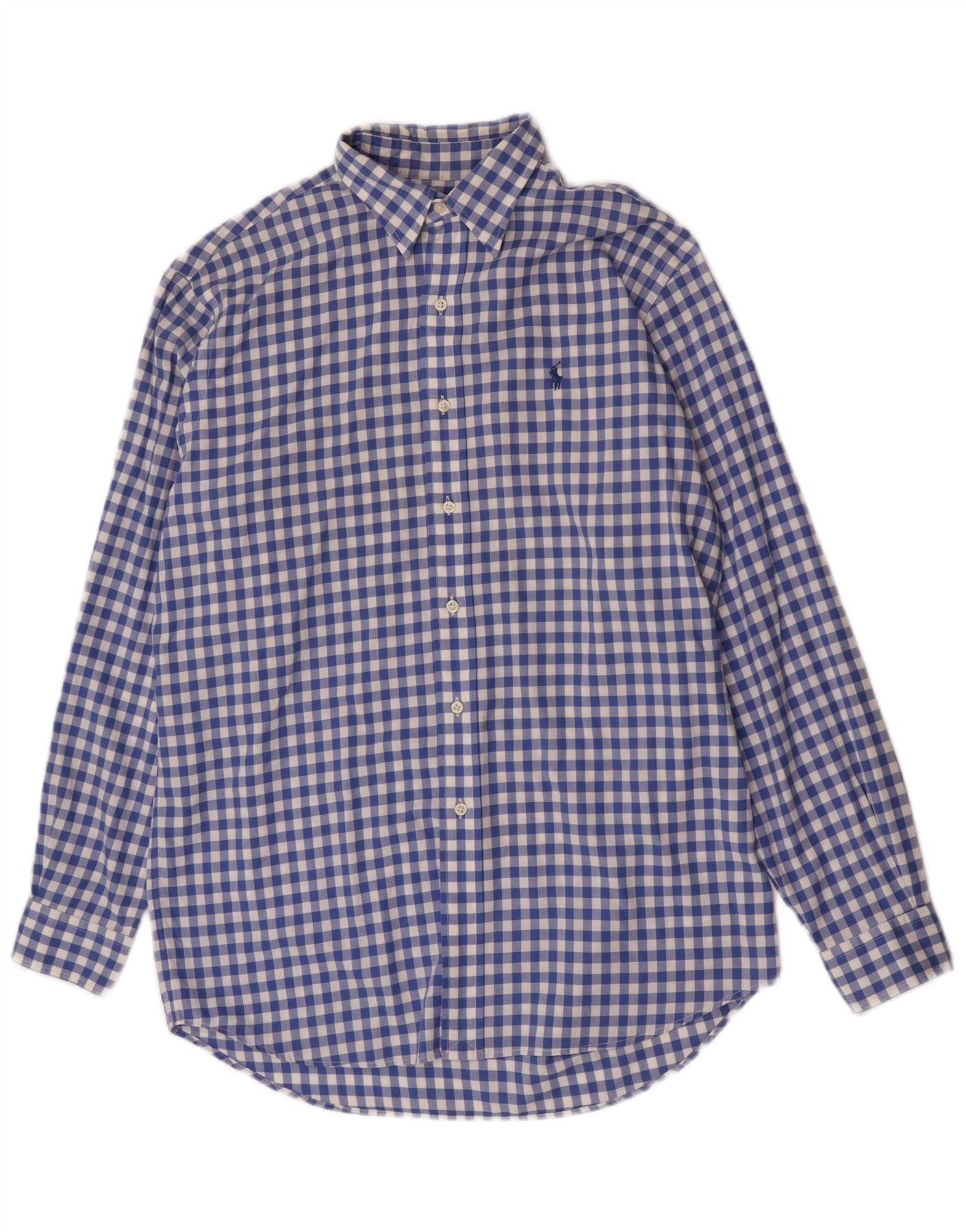 Polo Ralph Lauren Mens Lowell Shirt Medium Blue Gingham Cotton Size US M / EU 48-50 / 2 - 1 Thumbnail