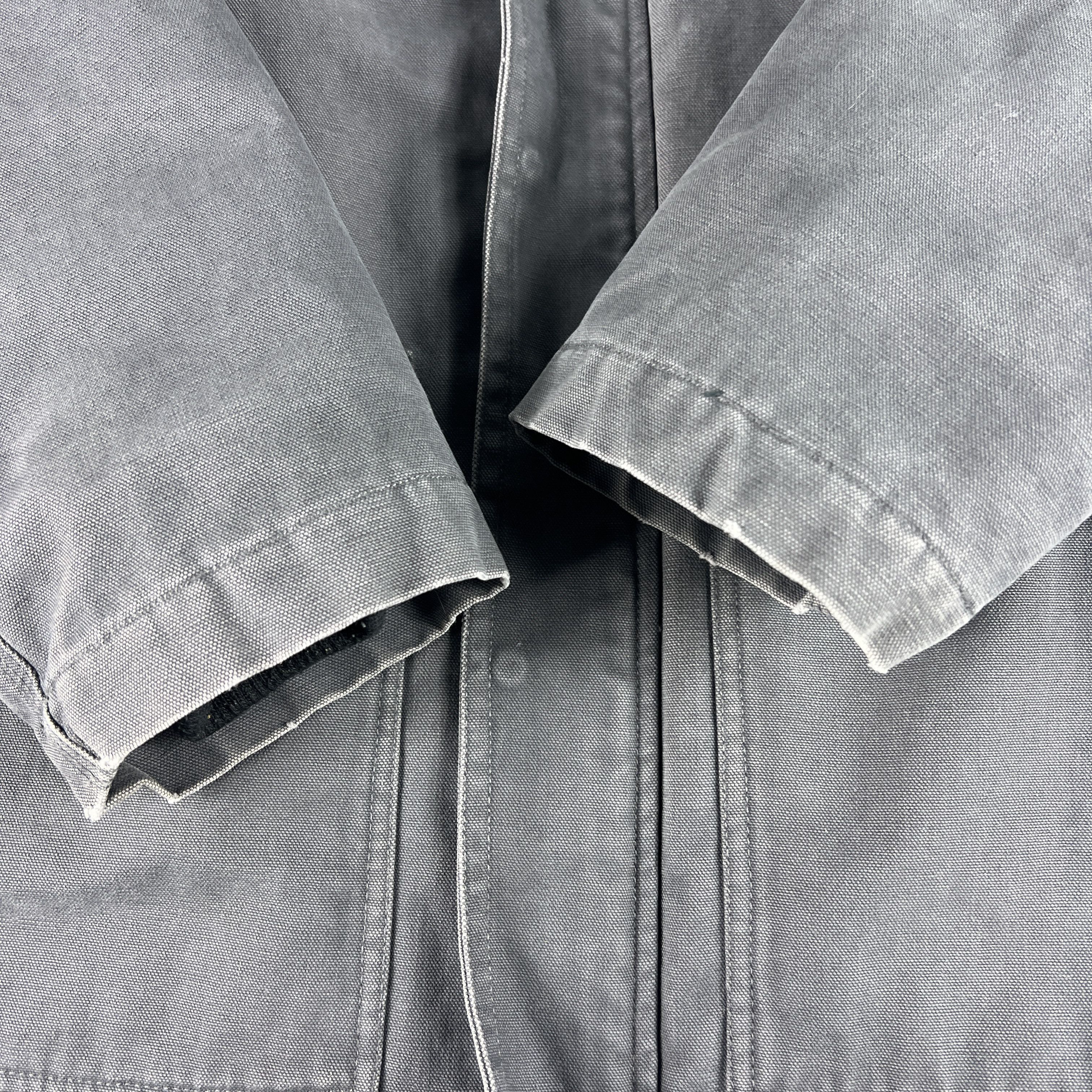 Walls Canvas Chore Jacket Grey Faded Sherpa Lined Full Zip