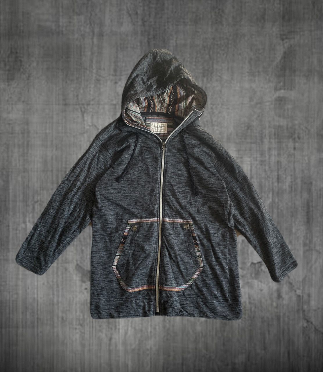 If Six Was Nine 2000s Japanese archive Ethnic Button Zip 3/4 Sleeve Hoodie Size US S / EU 44-46 / 1 - 1 Thumbnail