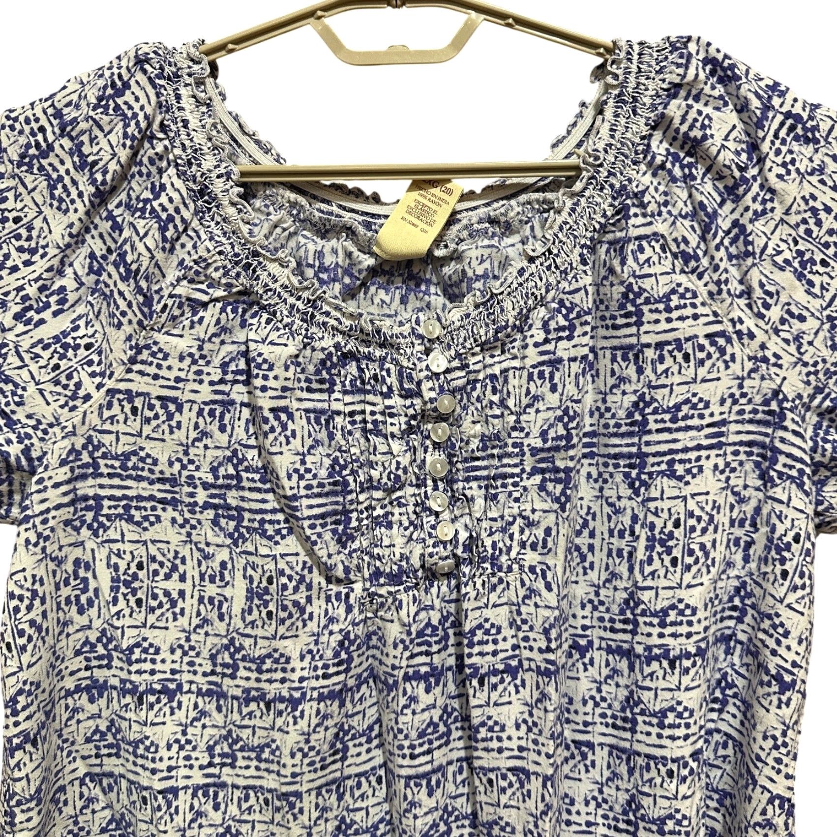 Faded Glory VINTAGE Faded Glory Bohemian Blouse Shirt Women Plus 2X Purple Short Sleeve Tunic Boho Island 2X Size XXL / US 16-18 / IT 52-54 - 3 Thumbnail
