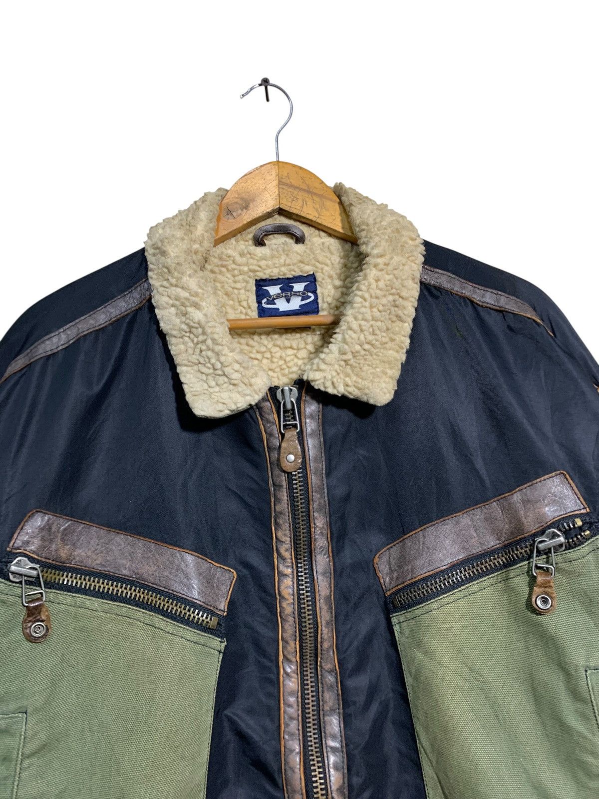 Japanese Brand 🔥VERSO SPLIT CANVAS/LEATHER SHERPA JACKETS Size US L / EU 52-54 / 3 - 4 Thumbnail