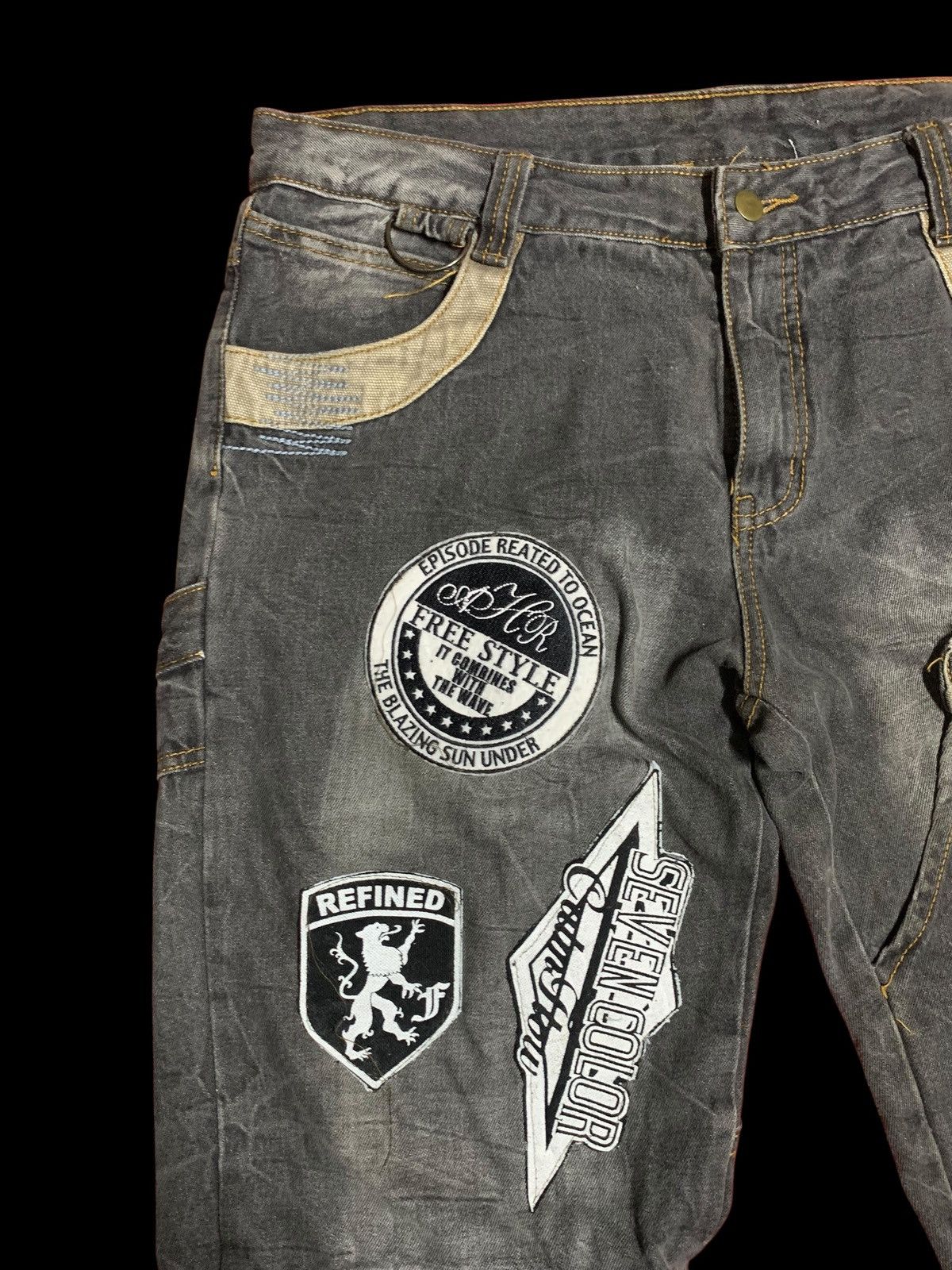 Japanese Brand vintage bondage punk skull head waist half back front Denim Size US 37 - 3 Thumbnail