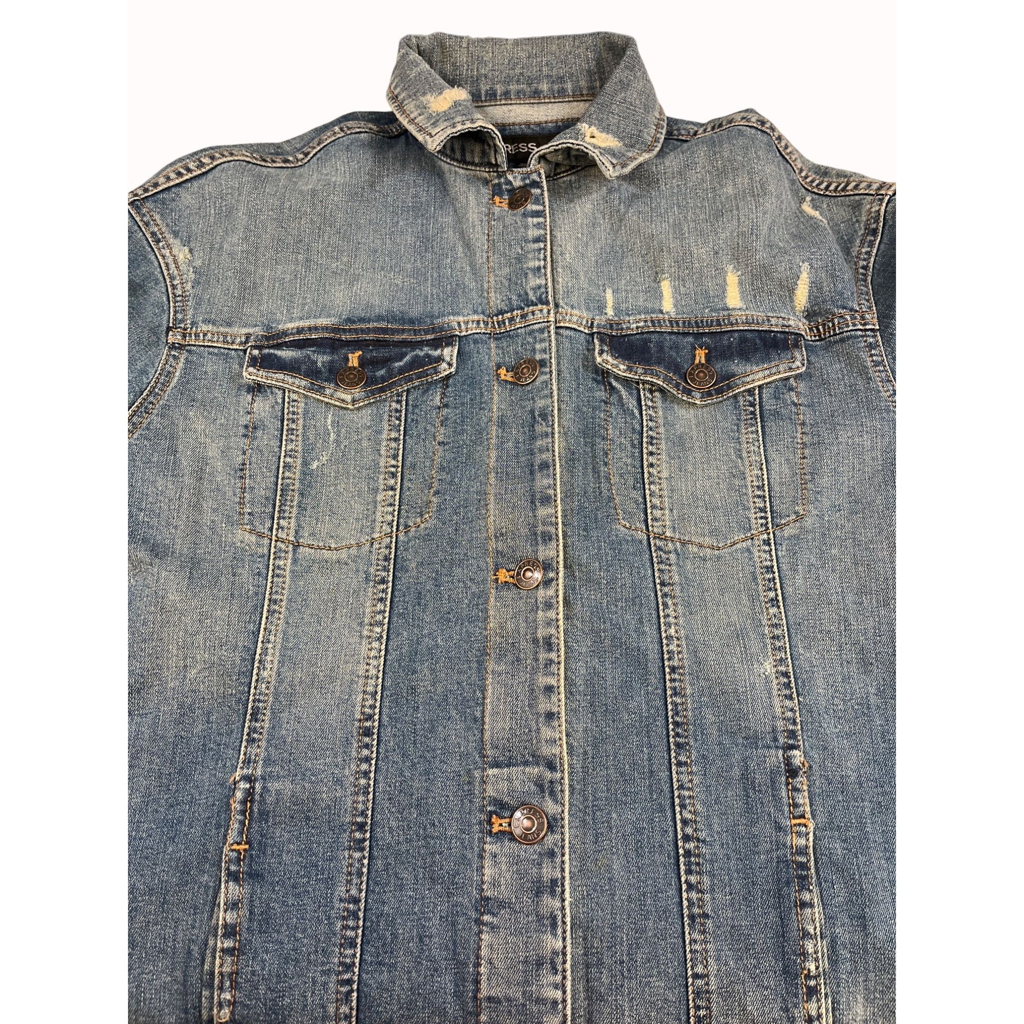 Express Express Jeans Women's Blue Floral Jean Jacket Size XS SKU 63 Size XS / US 0-2 / IT 36-38 - 3 Thumbnail