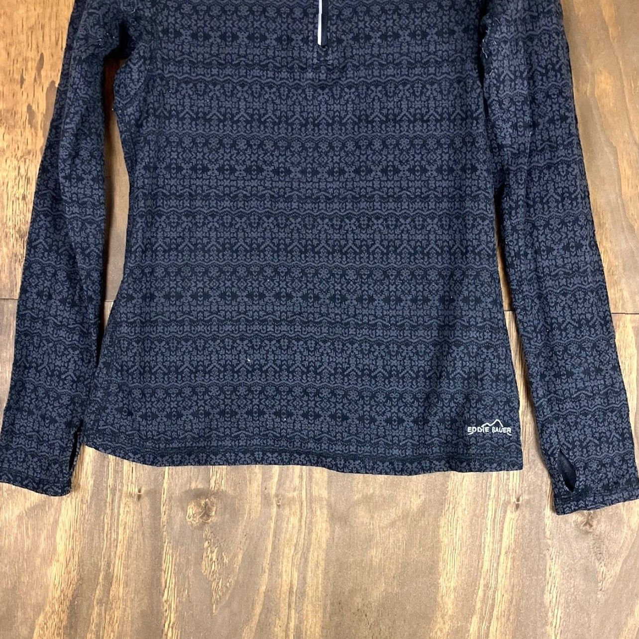 Eddie Bauer VINTAGE Eddie Bauer Womens Jacket Gray Black 1/4 Zip Outdoor Pullover Cotton Blend M Size M / US 6-8 / IT 42-44 - 3 Thumbnail