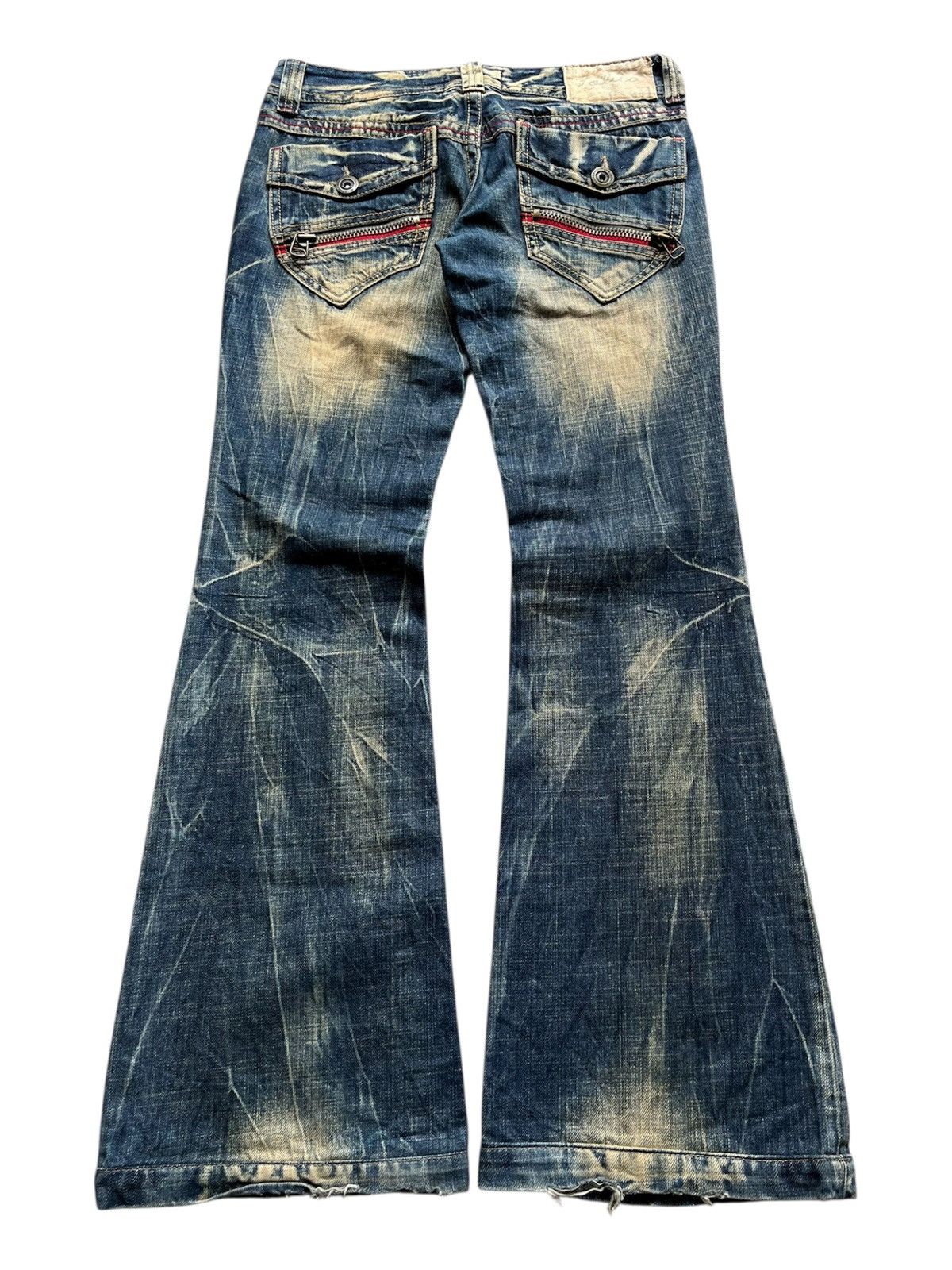 Japanese Brand Lolita Low Rise Distressed Flare Denim Lgb Style Size US 27 - 2 Thumbnail