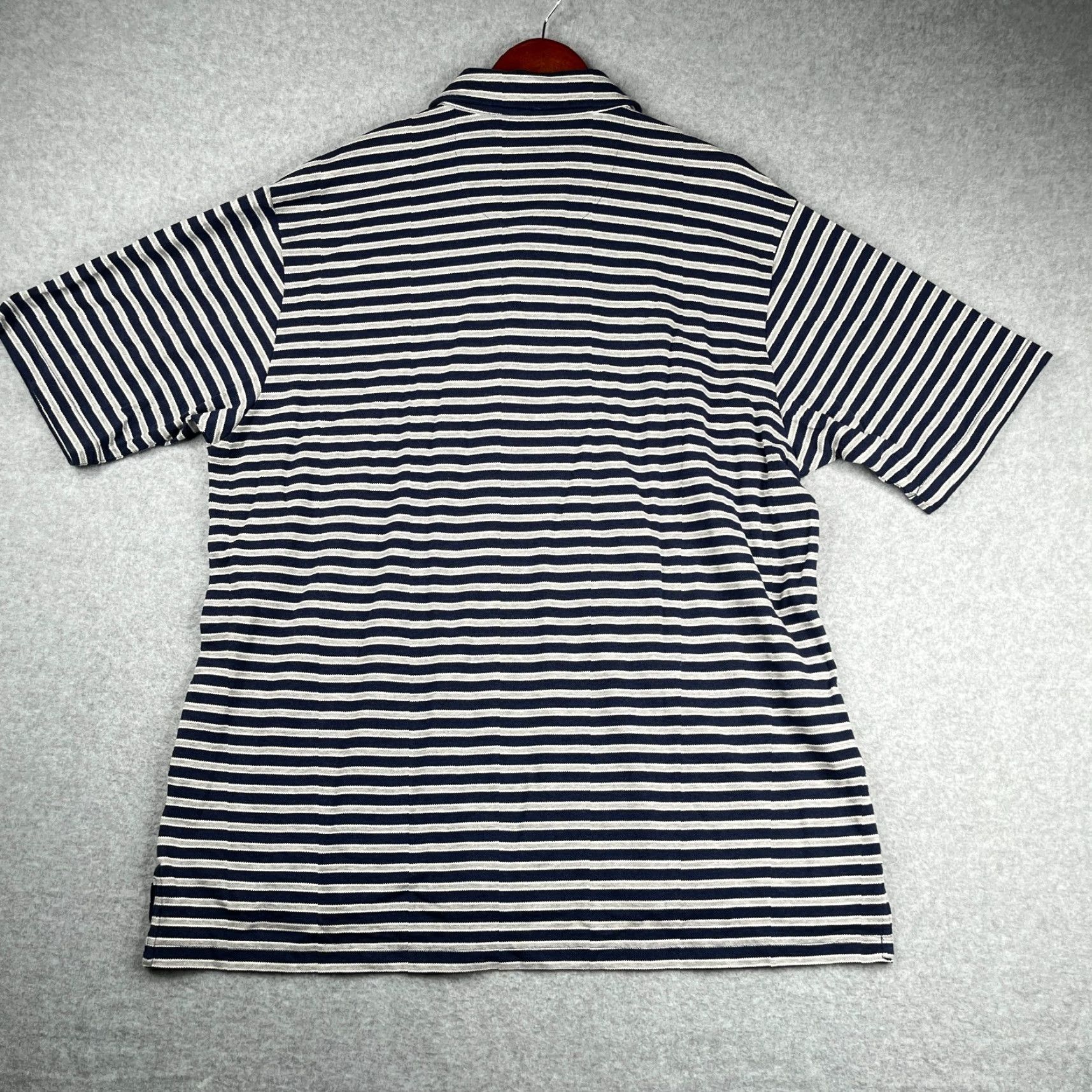 Vintage Alan Flusser Polo Shirt XL Navy Blue White Striped Preppy Mens New NWT Size US XL / EU 56 / 4 - 6 Thumbnail